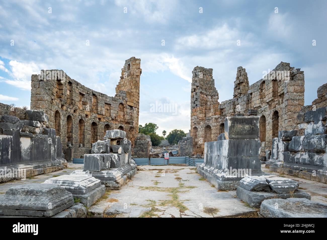 Perge ancient city archaeological site in Antalya, Turkey. Perge was a Greek and Roman ancient city Stock Photo