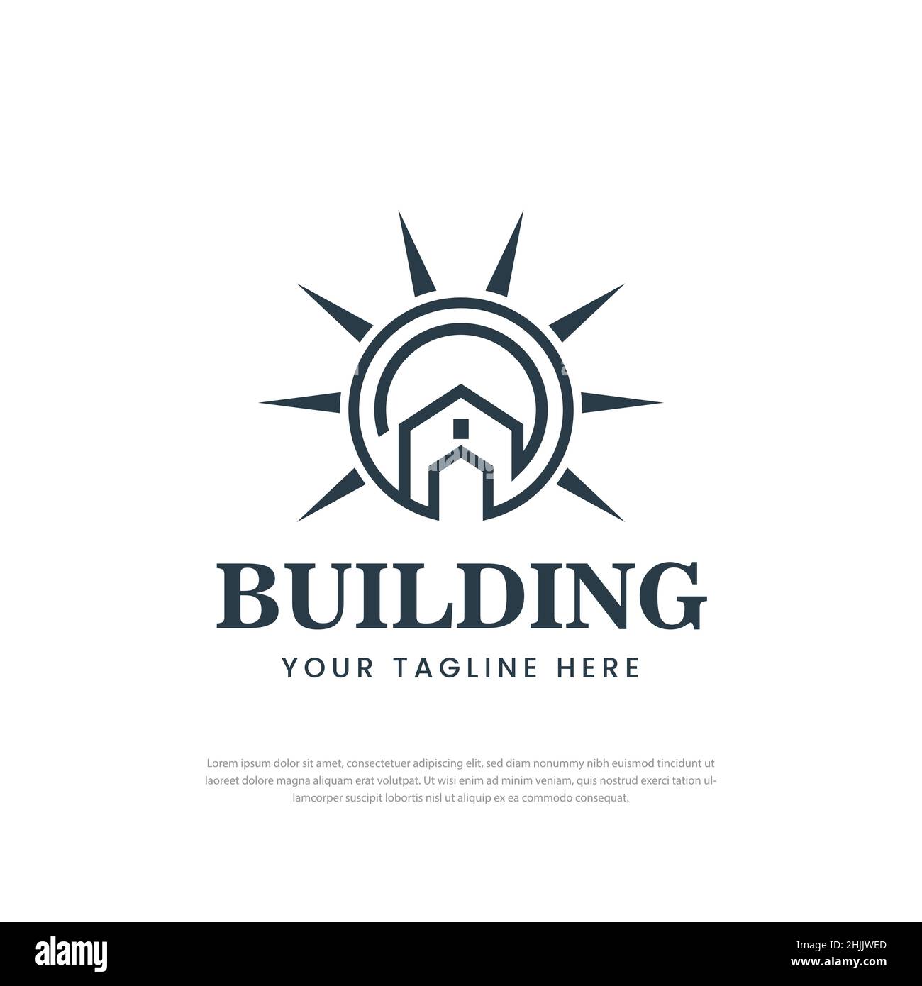 Sun shining logo design creative home design template,symbol Stock Vector