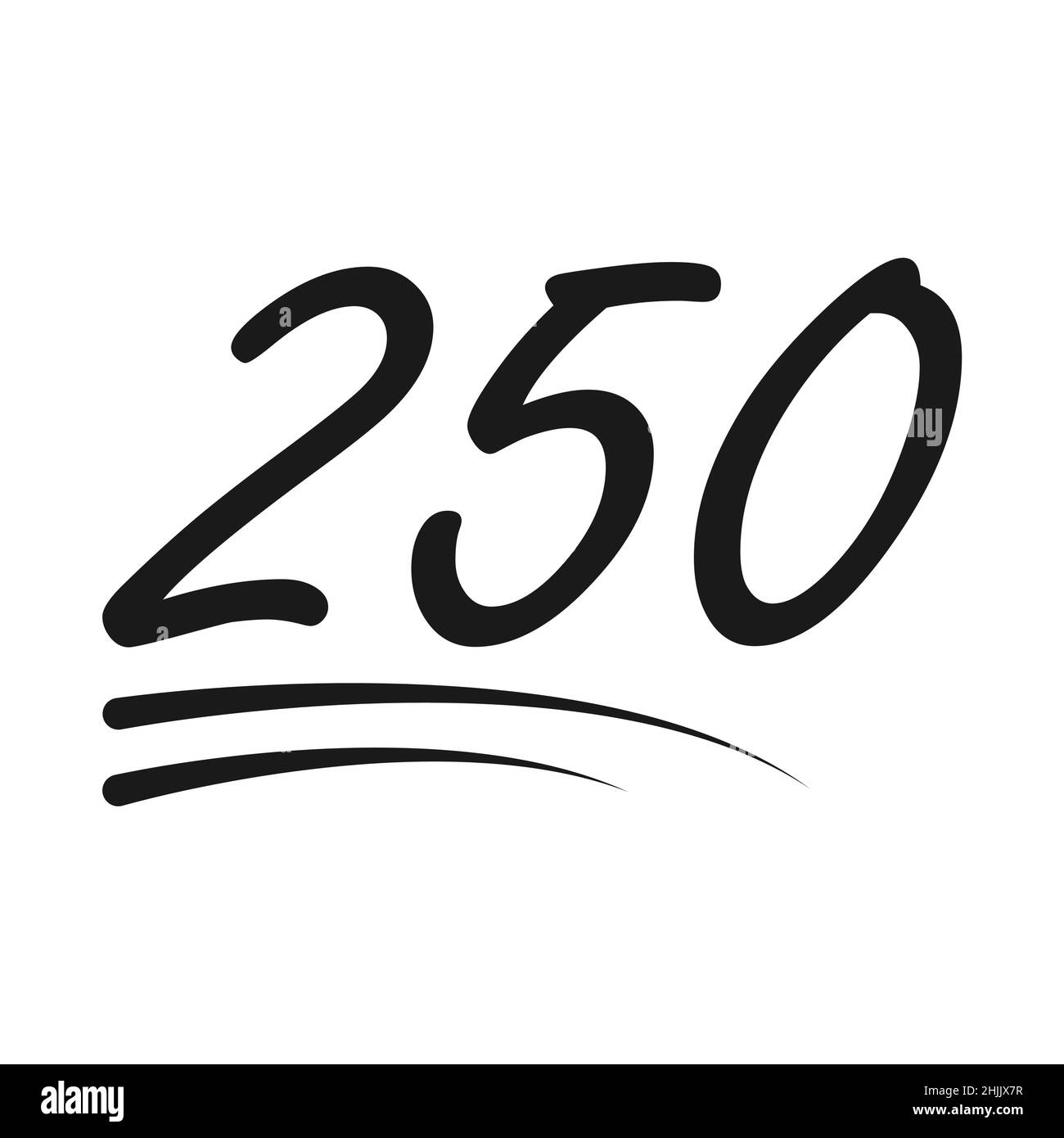 Congratulation number lettering, 250 celebrate follower icon, web online post vector
