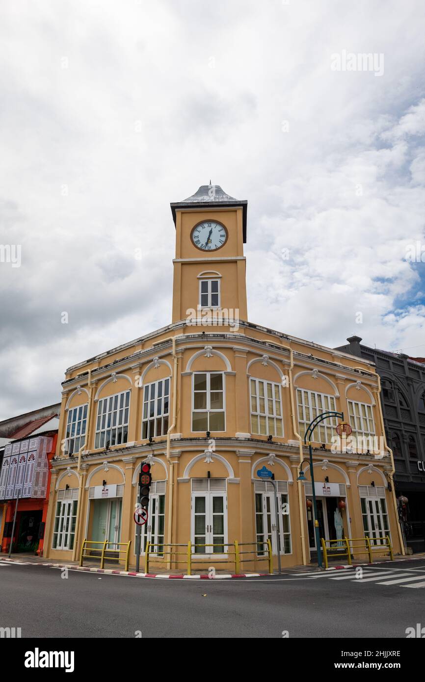 Phuket, Thailand December 2021 Phuket Town Clock Tower in Phuket Old