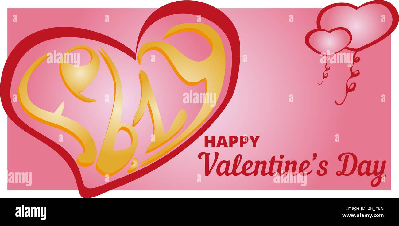 Happy valentines day background template with heart shaped illustration ...