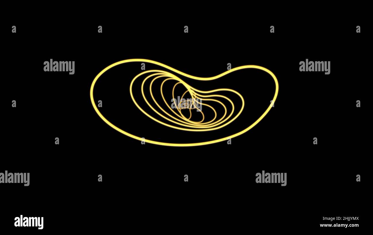 Abstract animation with rotating on a black background computer