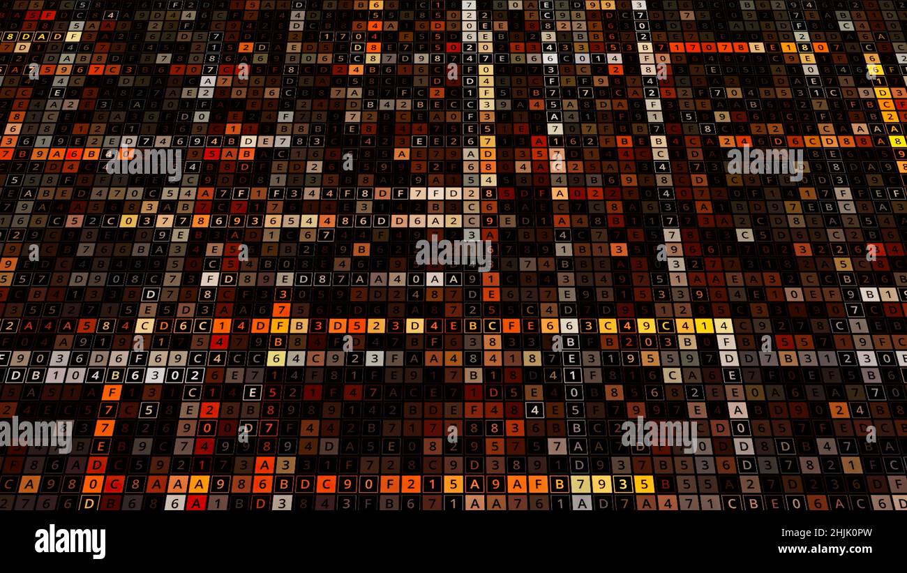 Abstract computer code animation on black background, seamless loop ...