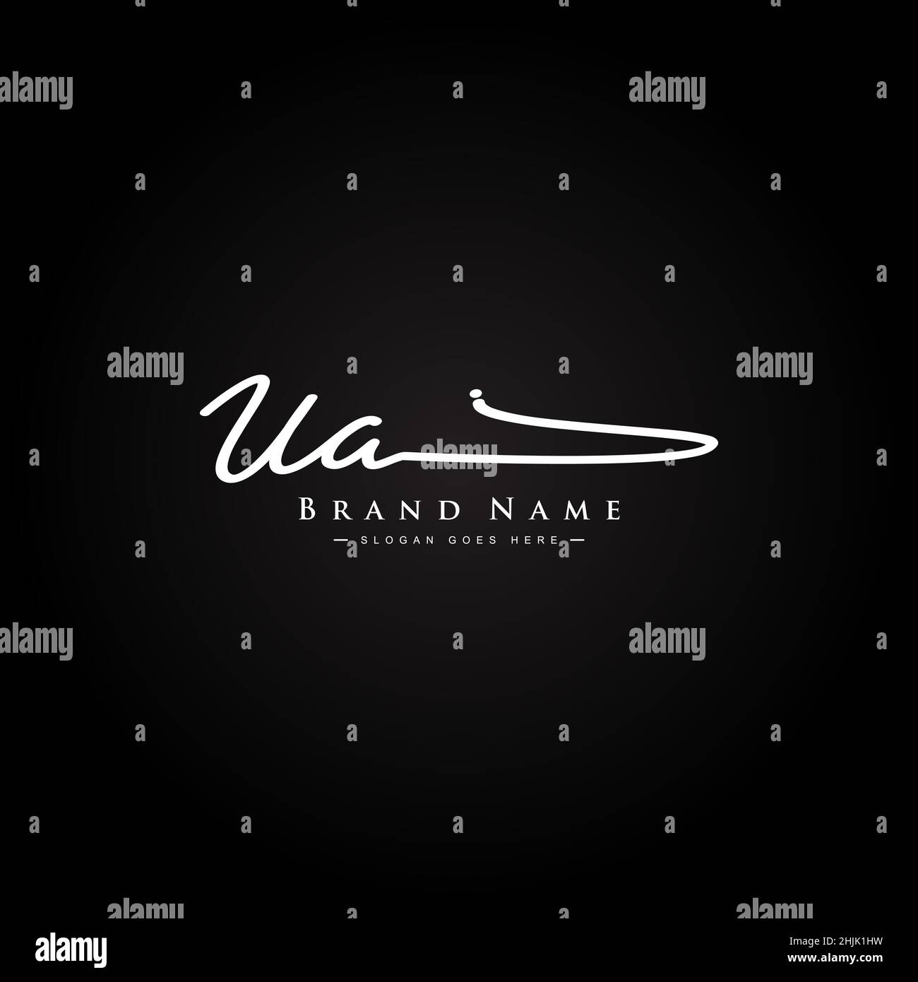Initial Letter UA Logo - Handwritten Signature Style Logo - Simple Vector Logo in Signature Style for Initials Stock Vector