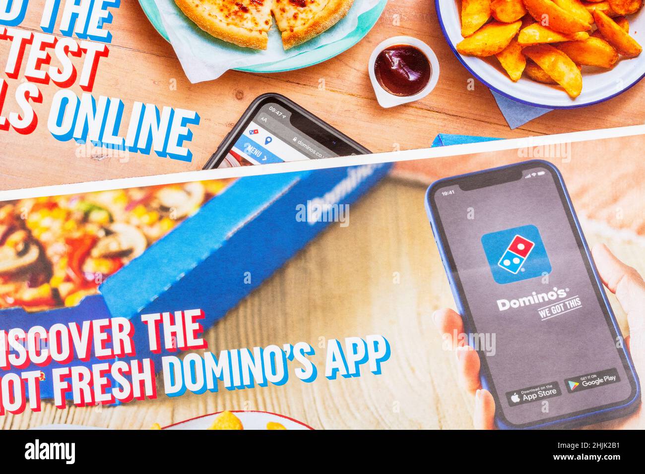 UK Domino's Pizza direct marketing leaflet from mailbox drop, and