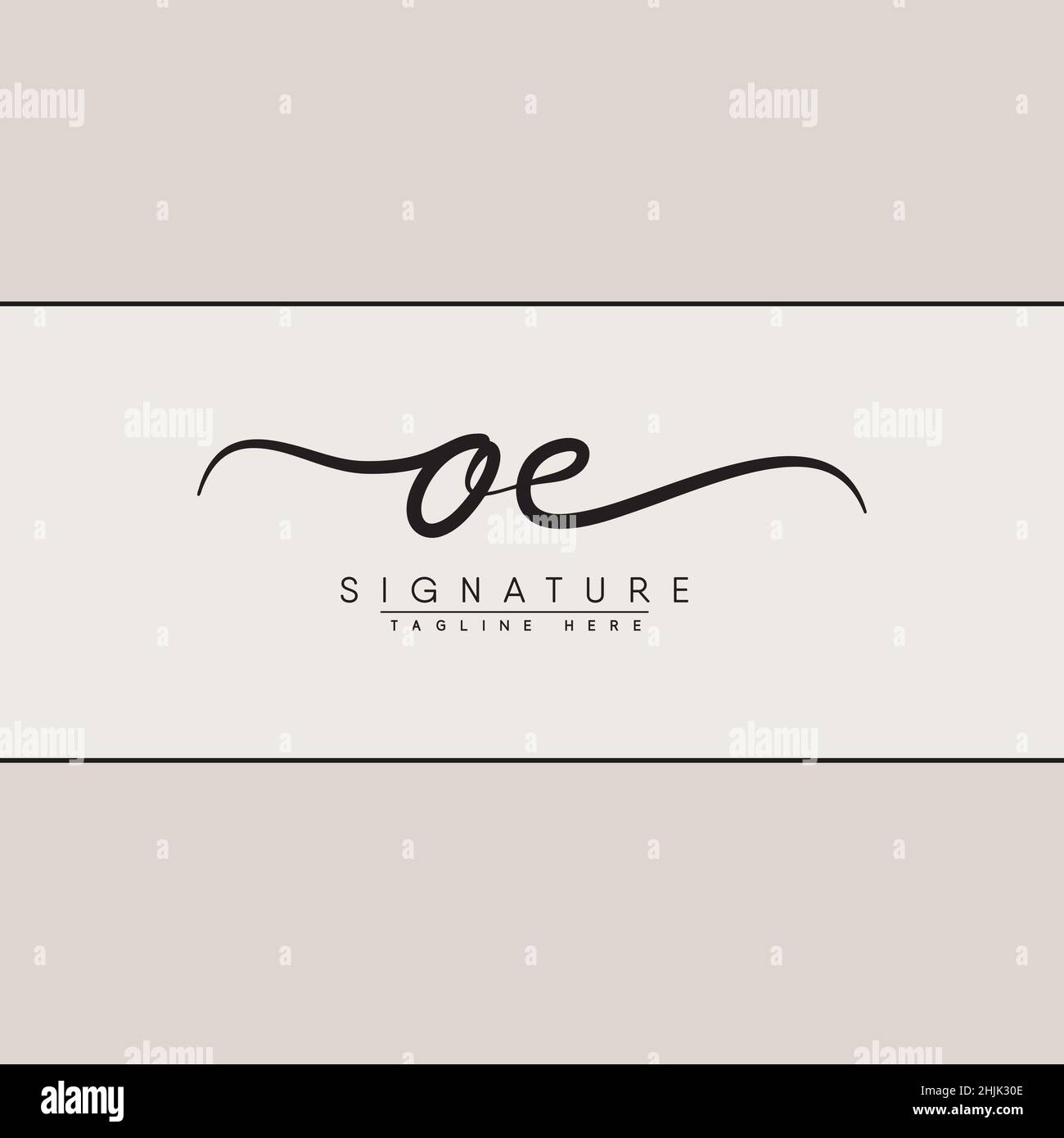 Initial Letter OE Logo - Handwritten Signature Logo - Simple Signature Logo in Handwriting style for Business Name Initials Stock Vector