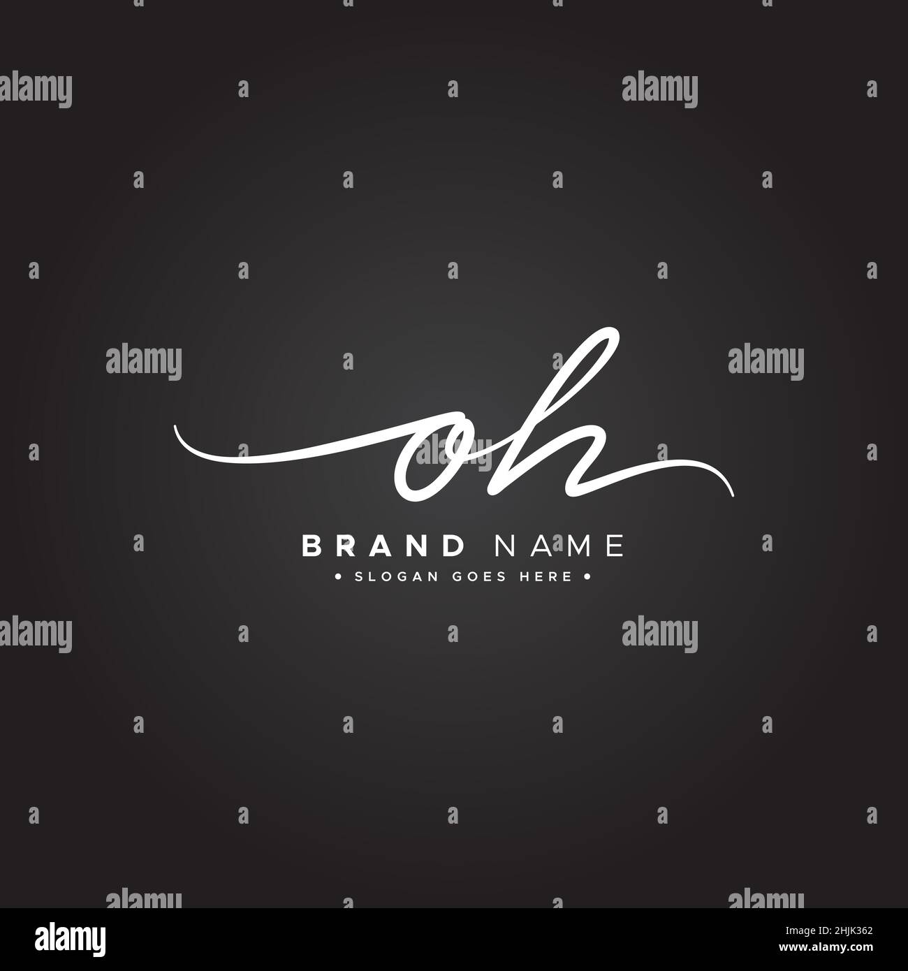 Initial Letter OH Logo - Hand Drawn Signature Logo - Simple Signature Logo in Handwriting style for Business Name Initials Stock Vector