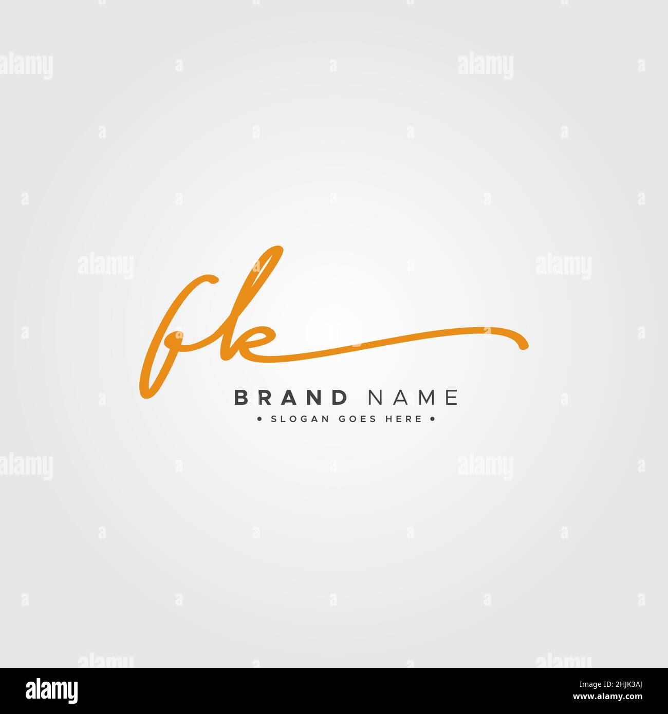 Initial Letter FK Logo - Hand Drawn Signature Logo - Simple Vector Logo in Signature Style for Initials Stock Vector