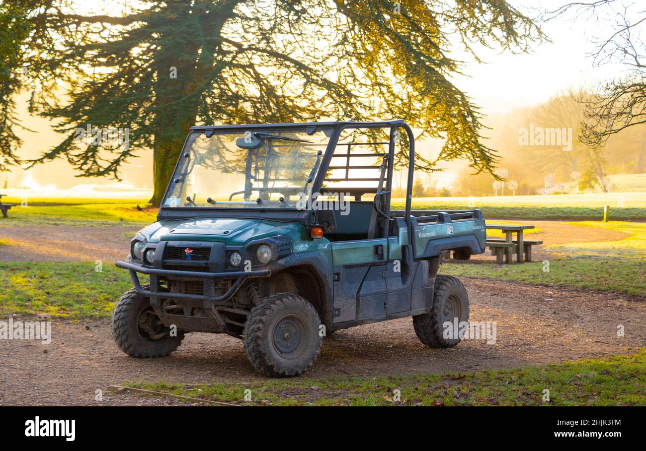 Kawasaki 4X4 4WD grounds maintenance vehicle at Trentham Gardens and
