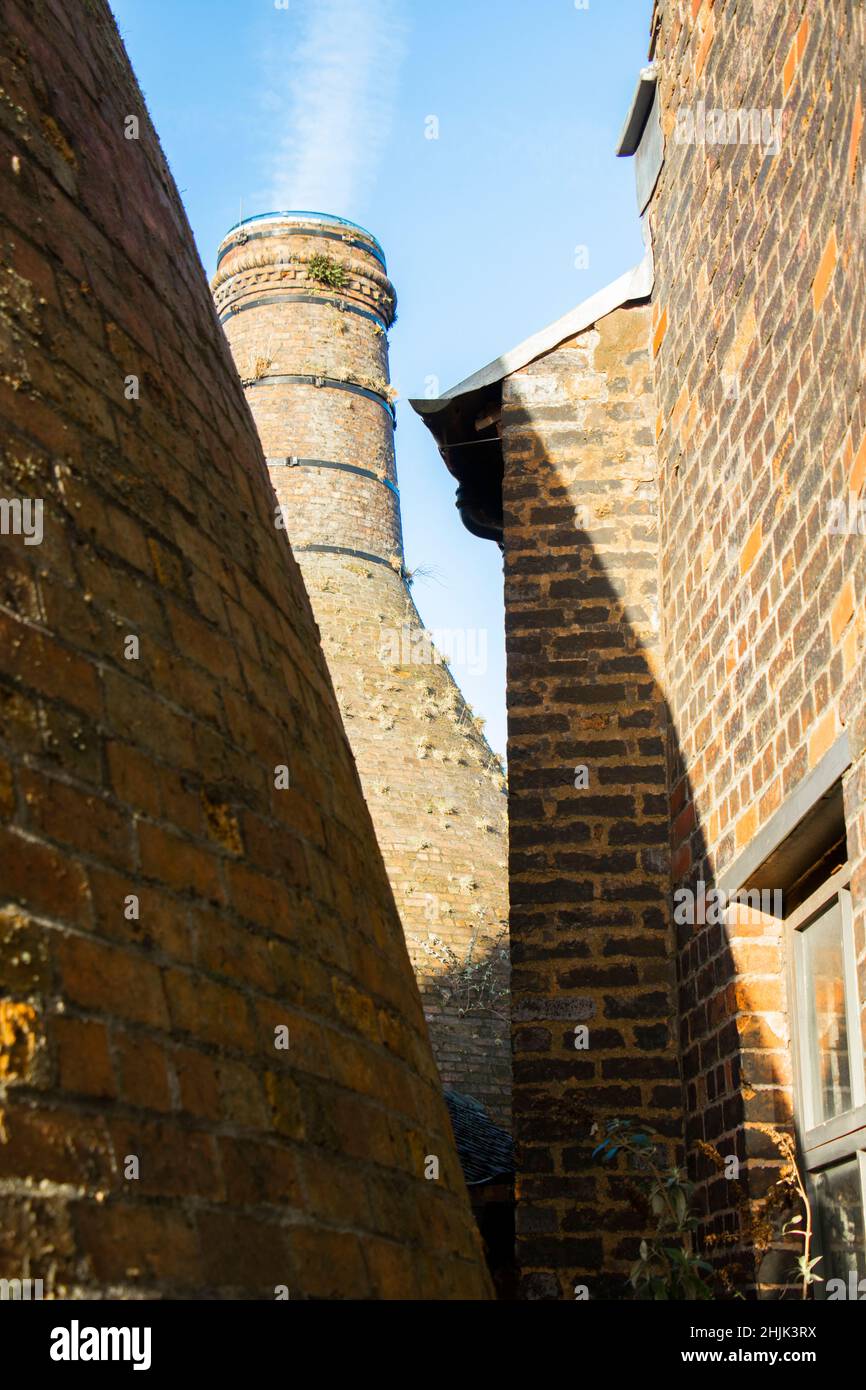traditional victorian ceramic pottery factory with bottle shaped brick