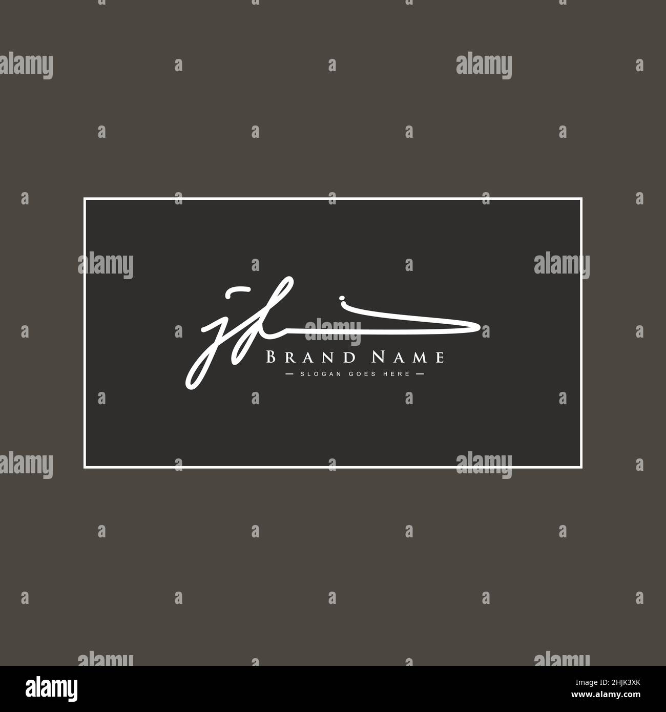 Initial Letter JF Logo - Hand Drawn Signature Style Logo - Simple Vector Logo in Signature Style for Initials Stock Vector
