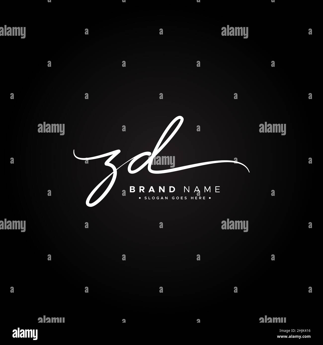 Initial Letter ZD Logo - Handwritten Signature Logo - Simple Vector Logo in Signature Style for Initials Stock Vector
