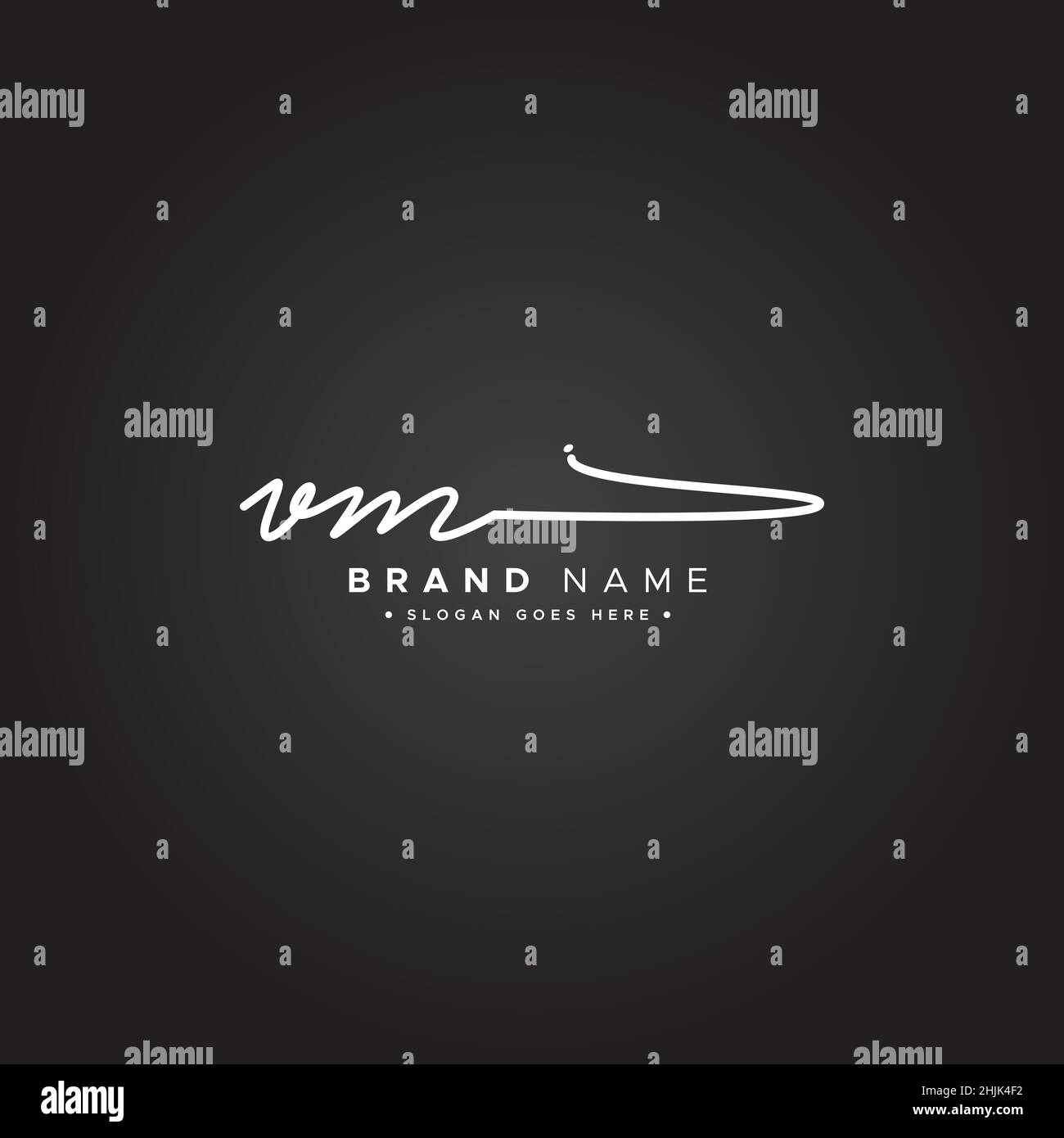 Initial Letter VM Logo - Handwritten Signature Logo - Simple Vector Logo in Signature Style for Initials Stock Vector
