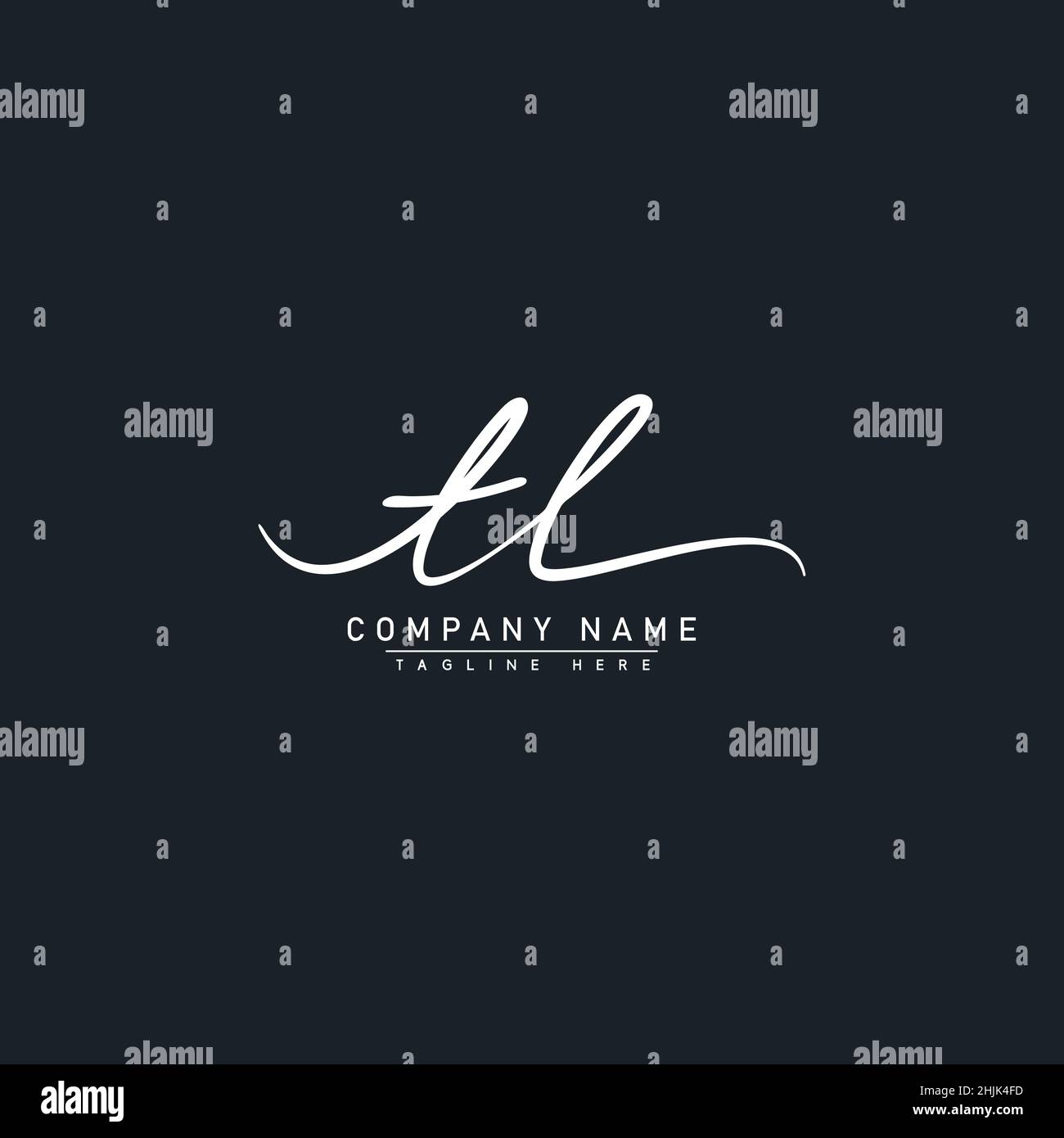 Initial Letter TL Logo - Handwritten Signature Style Logo - Simple Vector Logo in Signature Style for Initials Stock Vector
