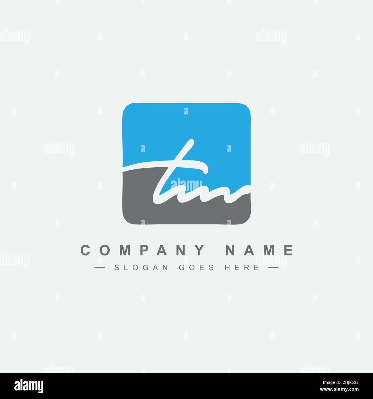 Initial Letter TM Logo - Hand Drawn Signature Style Logo - Simple Vector Logo in Signature Style for Initials Stock Vector