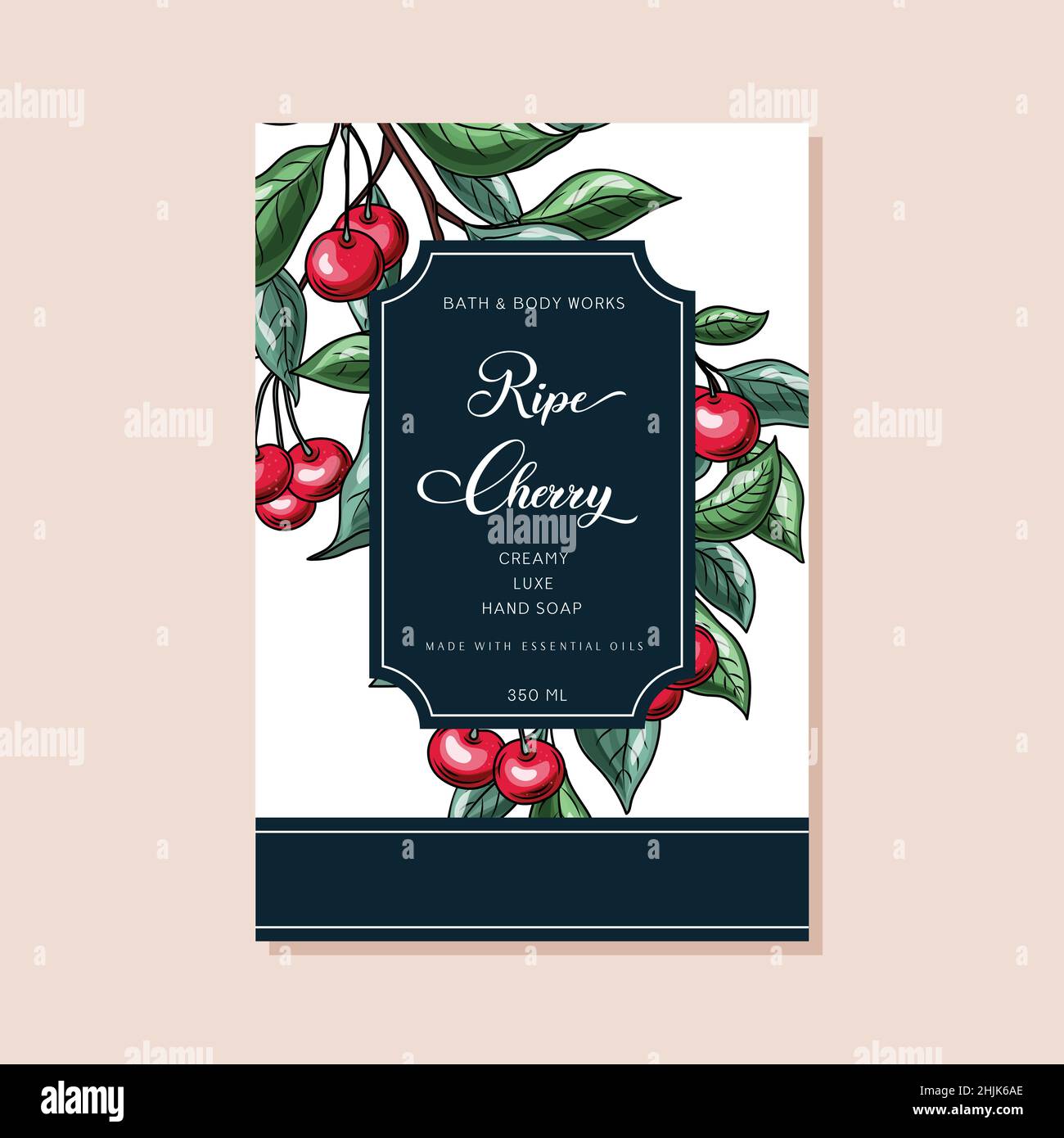Cherry Abstract Vector Wrapped Paper Cosmetics Container Label Cover. Stock Vector