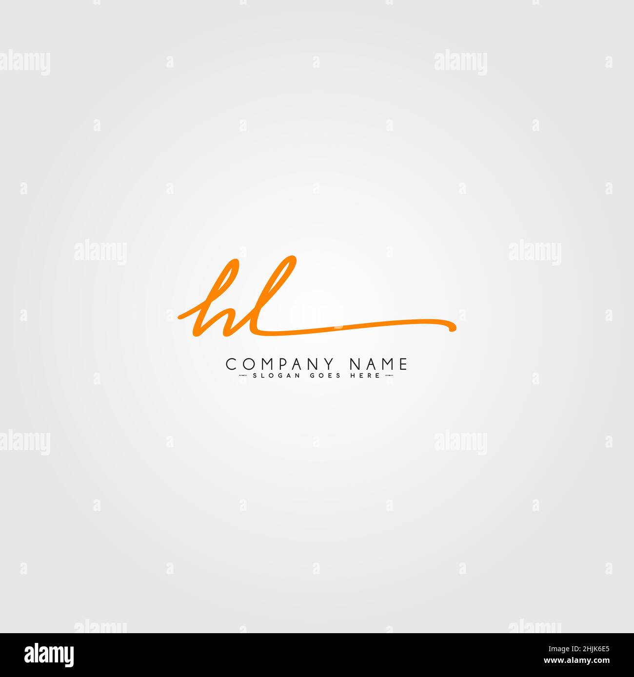Initial Letter HL Logo - Handwritten Signature Style Logo - Simple Vector Logo in Signature Style for Initials Stock Vector
