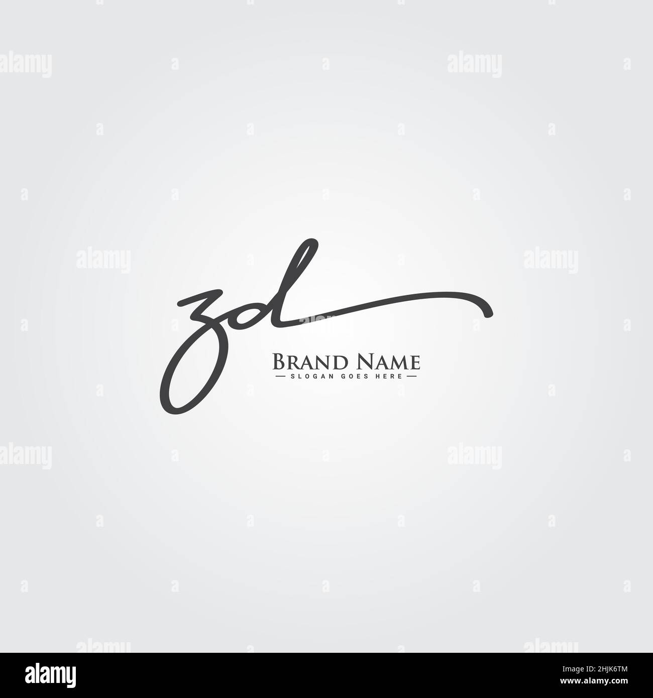 Initial Letter ZD Logo - Handwritten Signature Style Logo - Simple Vector Logo in Signature Style for Initials Stock Vector