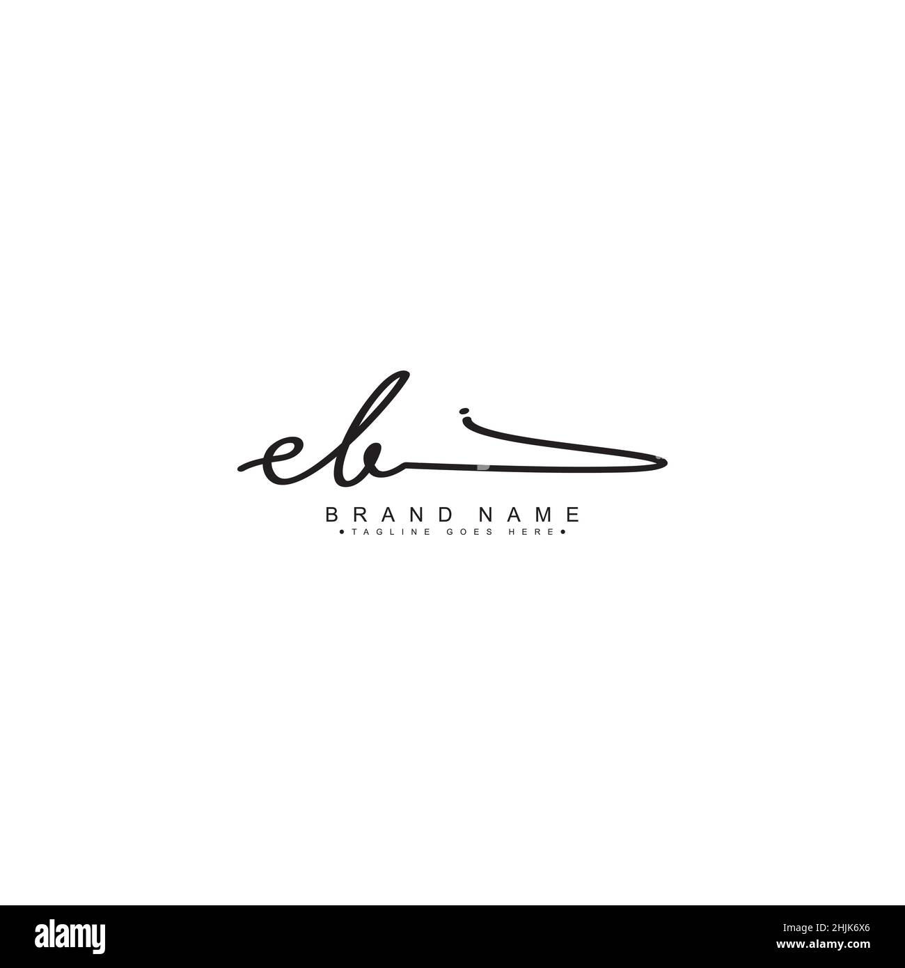 Initial Letter EB Logo - Handwritten Signature Style Logo - Simple Vector Logo in Signature Style for Initials Stock Vector