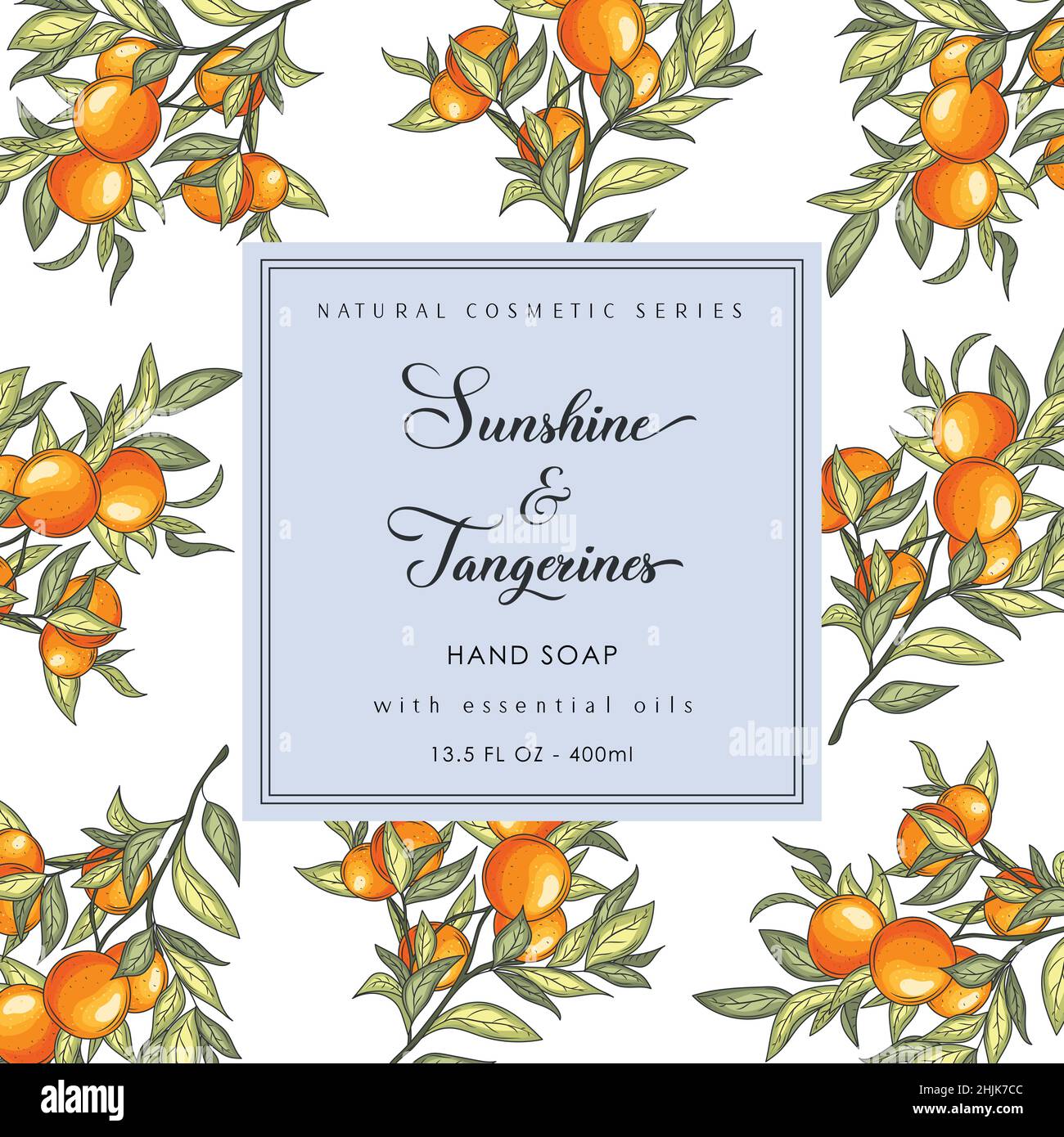 Tangerines Bath Cosmetics Package Box. Abstract Vector Stock Vector