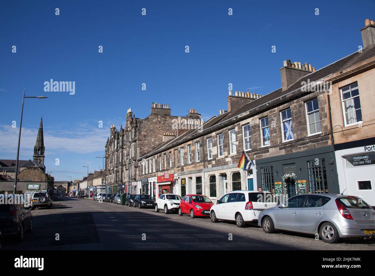 Views along Portobello High Street in Portobello, Edinburgh in the UK