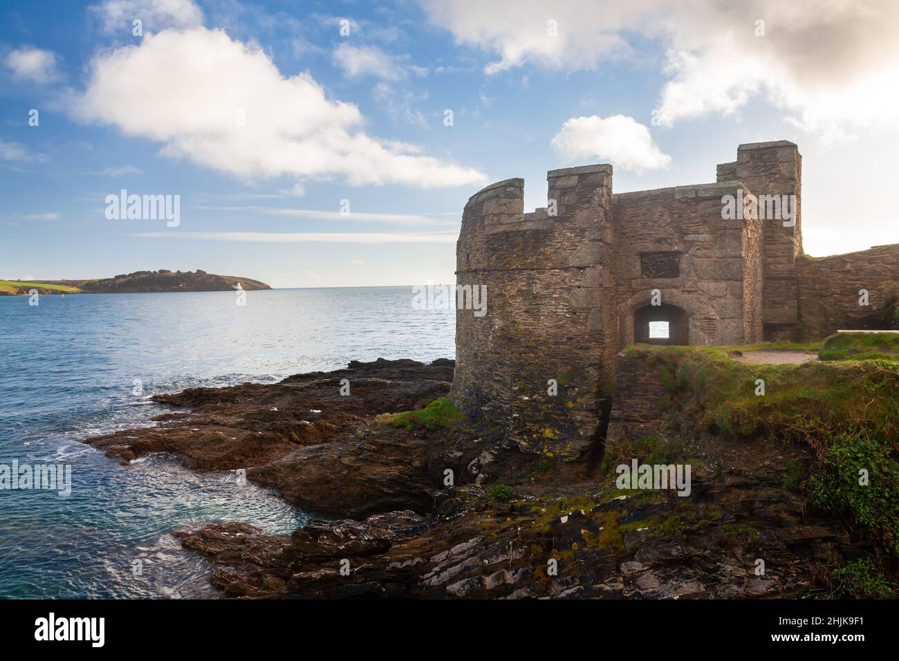 The Tudor Blockhouse known as Little Dennis at Pendennis Point Falmouth Cornwall England UK Stock Photo