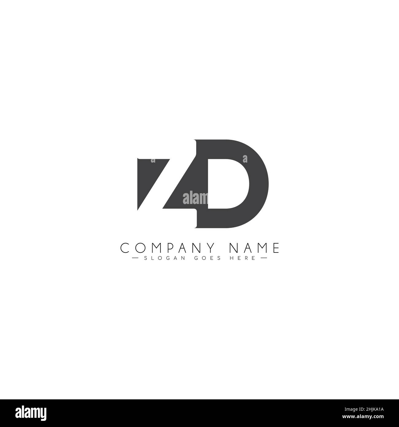 Simple Business Logo for Initial Letter ZD - Alphabet Logo - Monogram Vector Logo Template for Business Name Initials Stock Vector