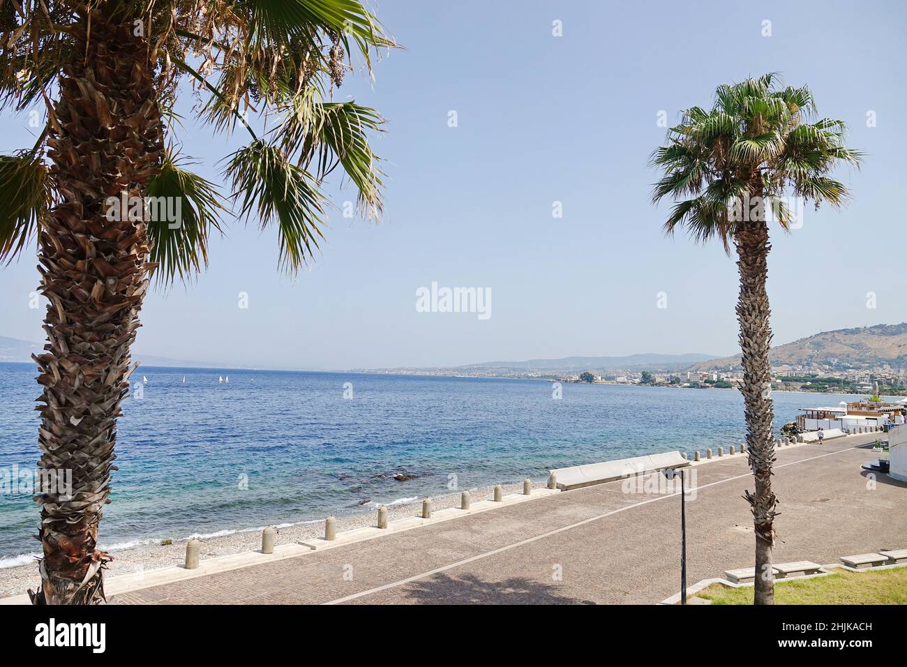 Reggio di Calabria, Falcomata promenade with a view of the Strait of Messina Stock Photo