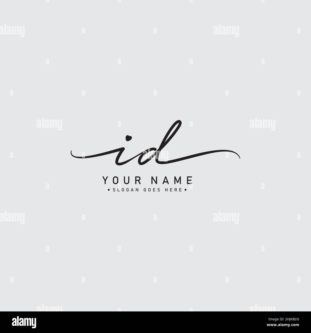 Initial Letter ID Logo - Hand Drawn Signature Logo - Simple Vector Logo in Signature Style for Initials Stock Vector