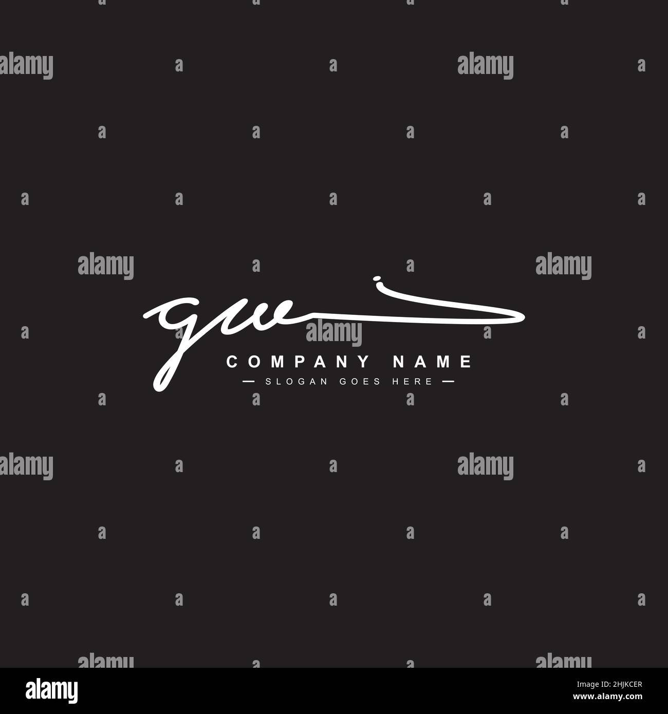 Initial Letter GW Logo - Handwritten Signature Style Logo - Simple Vector Logo in Signature Style for Initials Stock Vector