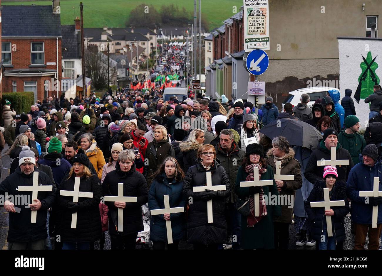 People take part in the annual Bloody Sunday march on the 50th