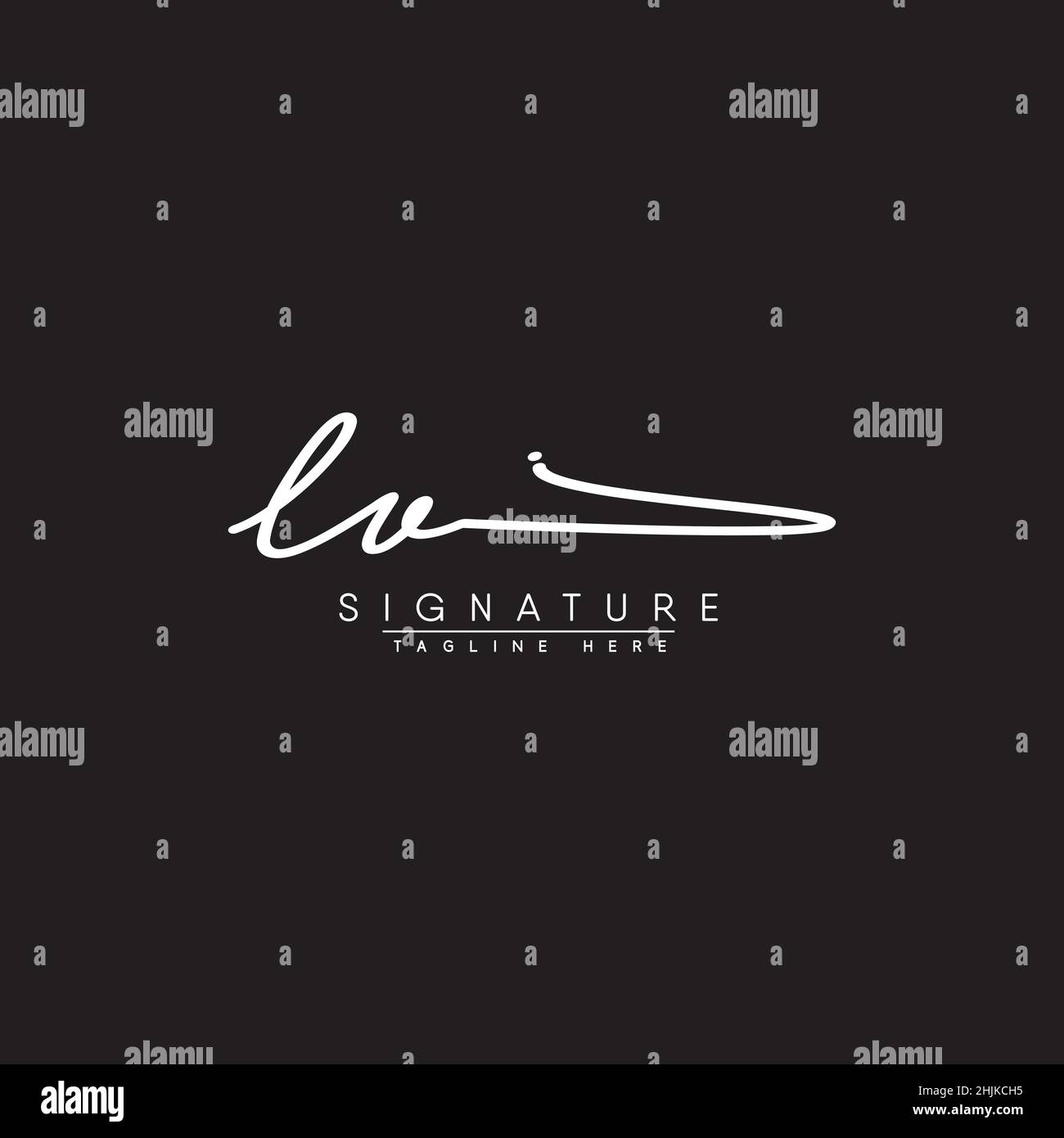 Initial Letter LV Logo - Handwritten Signature Style Logo - Simple Vector Logo in Signature Style for Initials Stock Vector