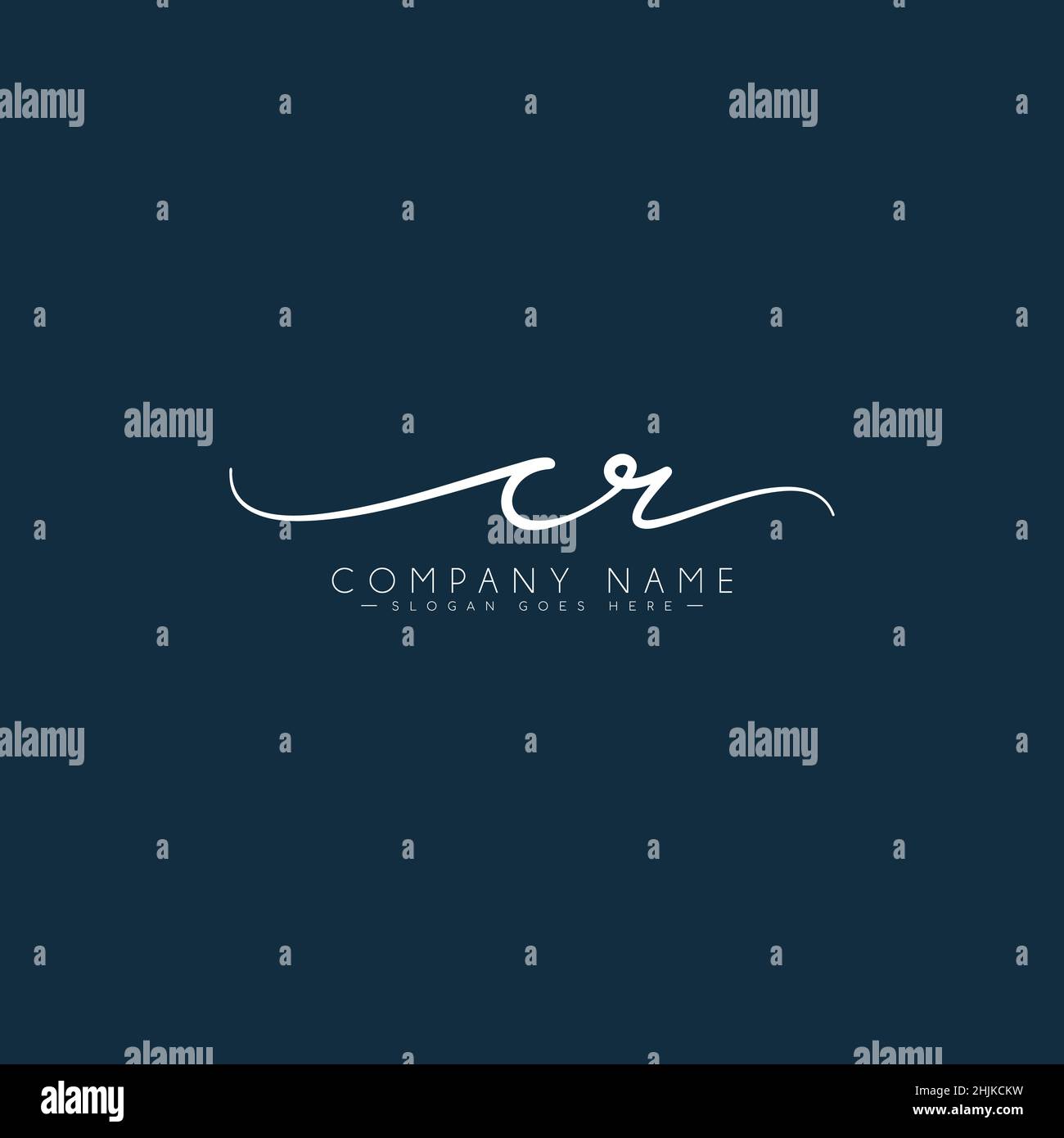 Initial Letter CR Logo - Handwritten Signature Logo - Simple Vector Logo in Signature Style for Initials Stock Vector