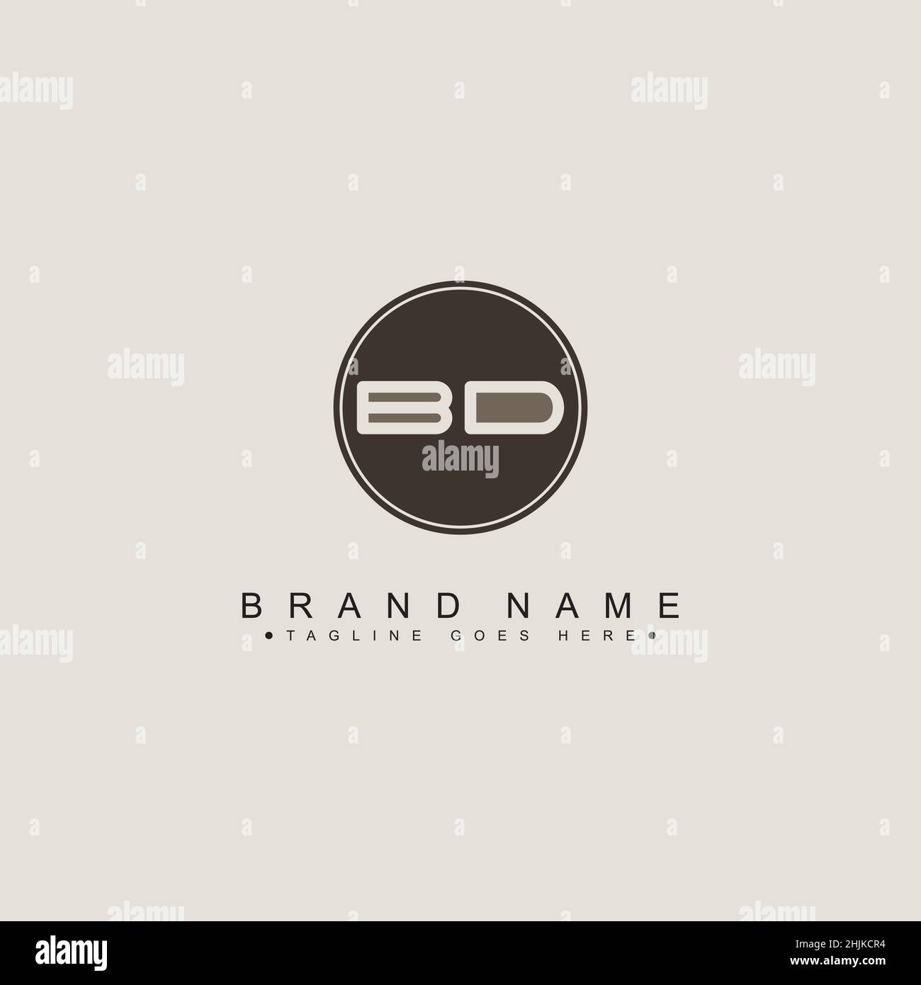 Initial Letter BD Logo - Minimal Business Logo for Alphabet B and D - Monogram Vector Logo Template for Business Name Initials Stock Vector