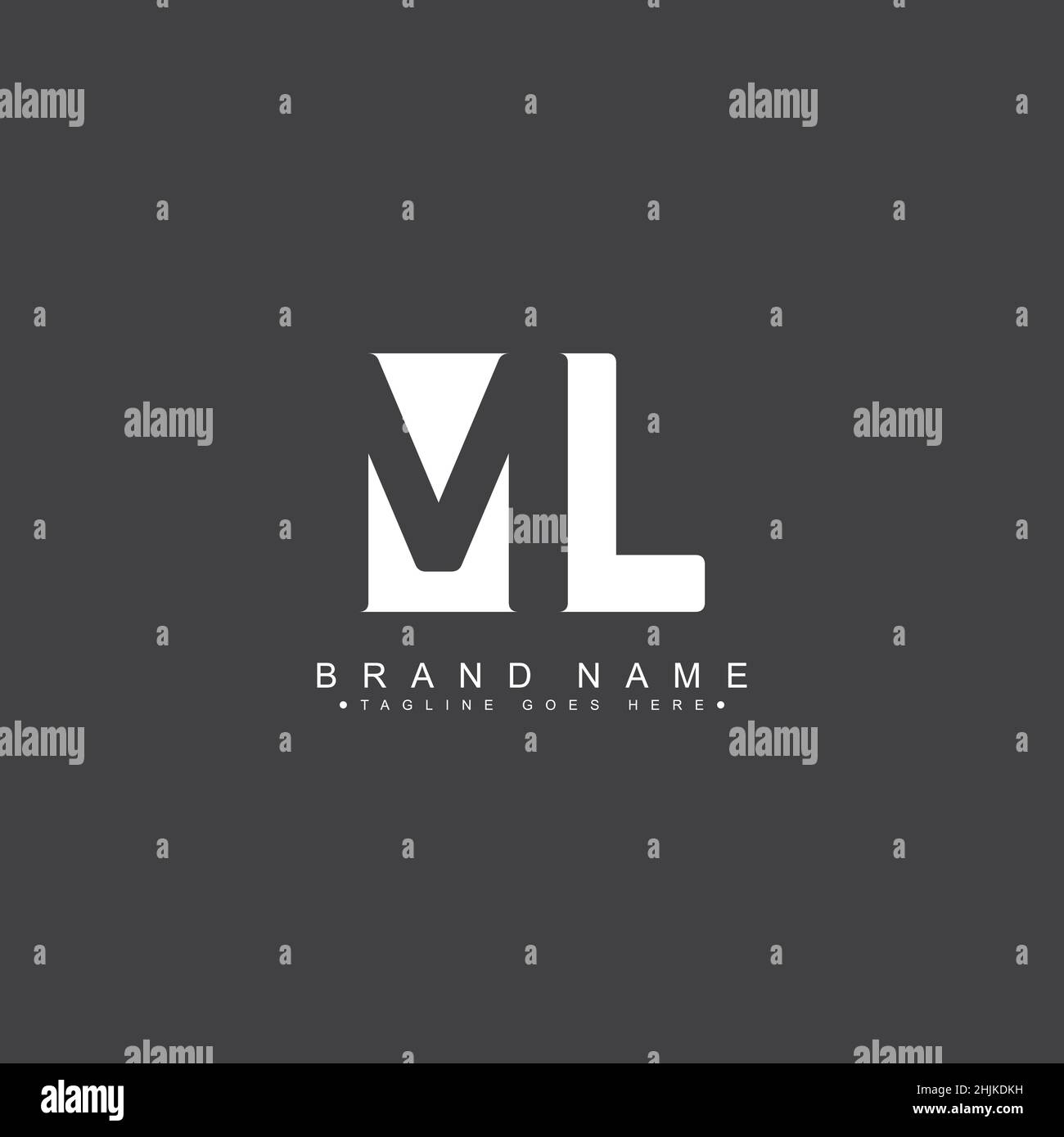 Initial Letter ML Logo - Minimal Business Logo for Alphabet M and L - Monogram Vector Logo Template for Business Name Initials Stock Vector