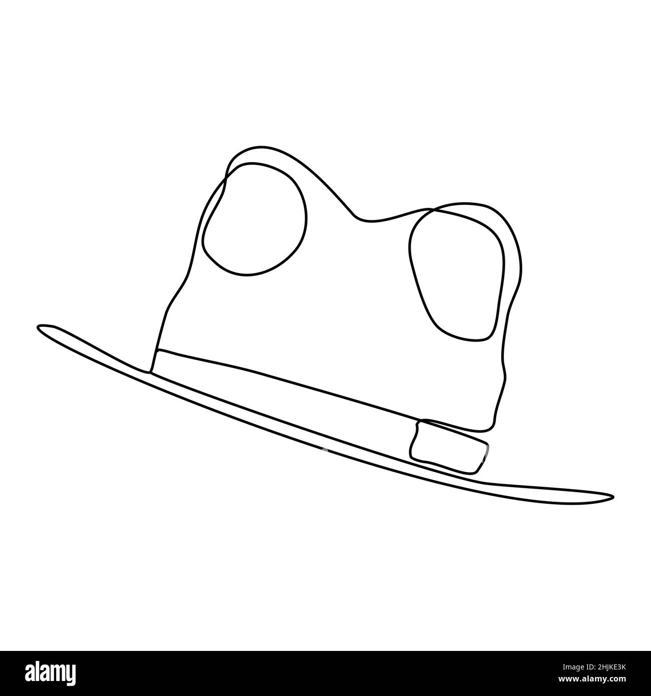 Cowboy hat silhouette. Continuous line drawing of gunslinger apparel. Cow boy hat drawn in simple minimalist outline Stock Vector