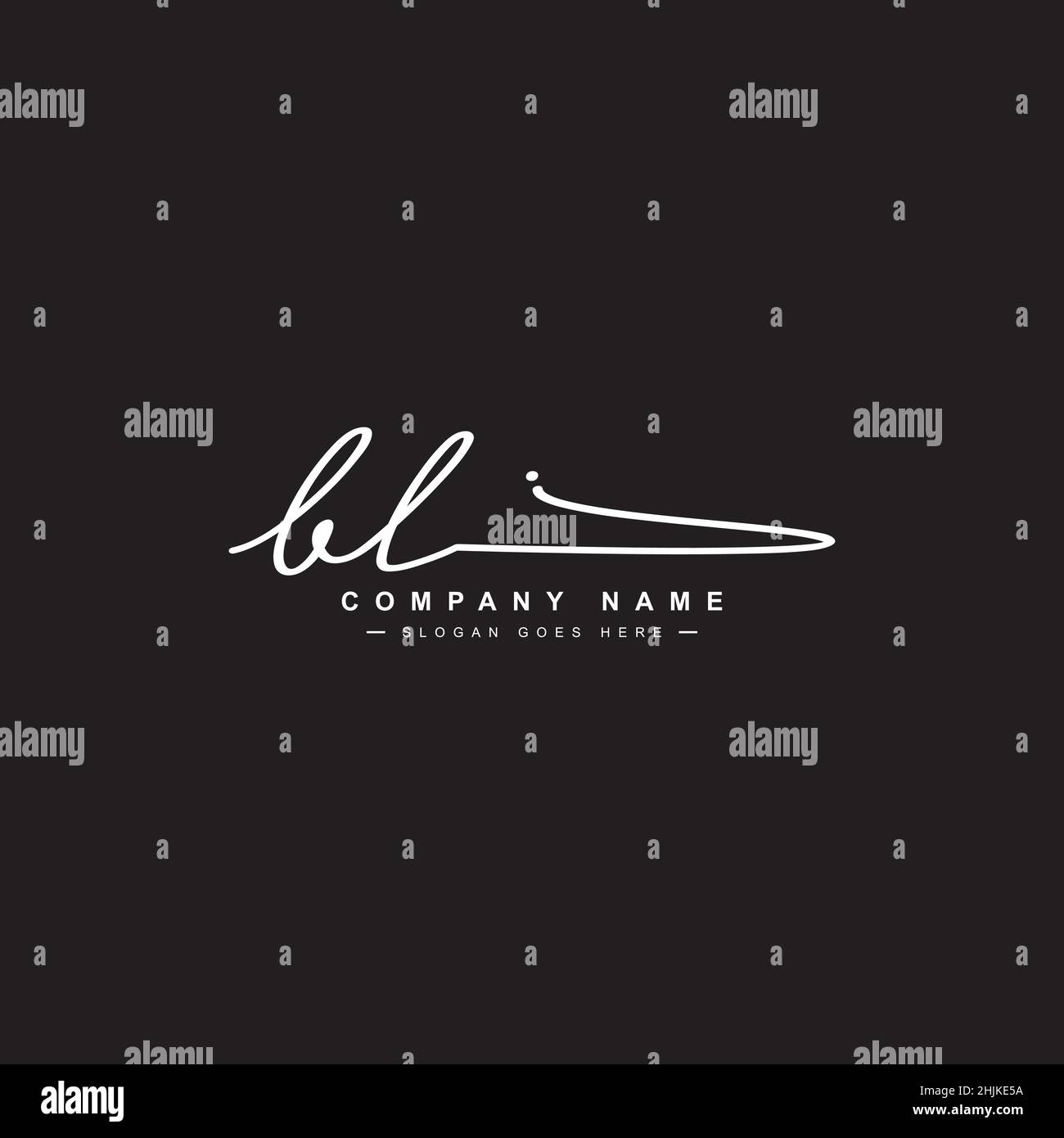 Initial Letter BL Logo - Handwritten Signature Logo - Simple Vector Logo in Signature Style for Initials Stock Vector