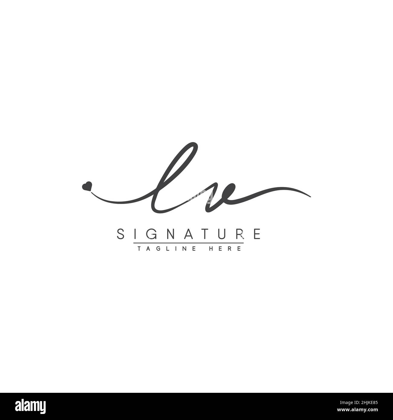 Initial Letter LV Logo - Handwritten Signature Logo - Simple Vector Logo in Signature Style for Initials Stock Vector