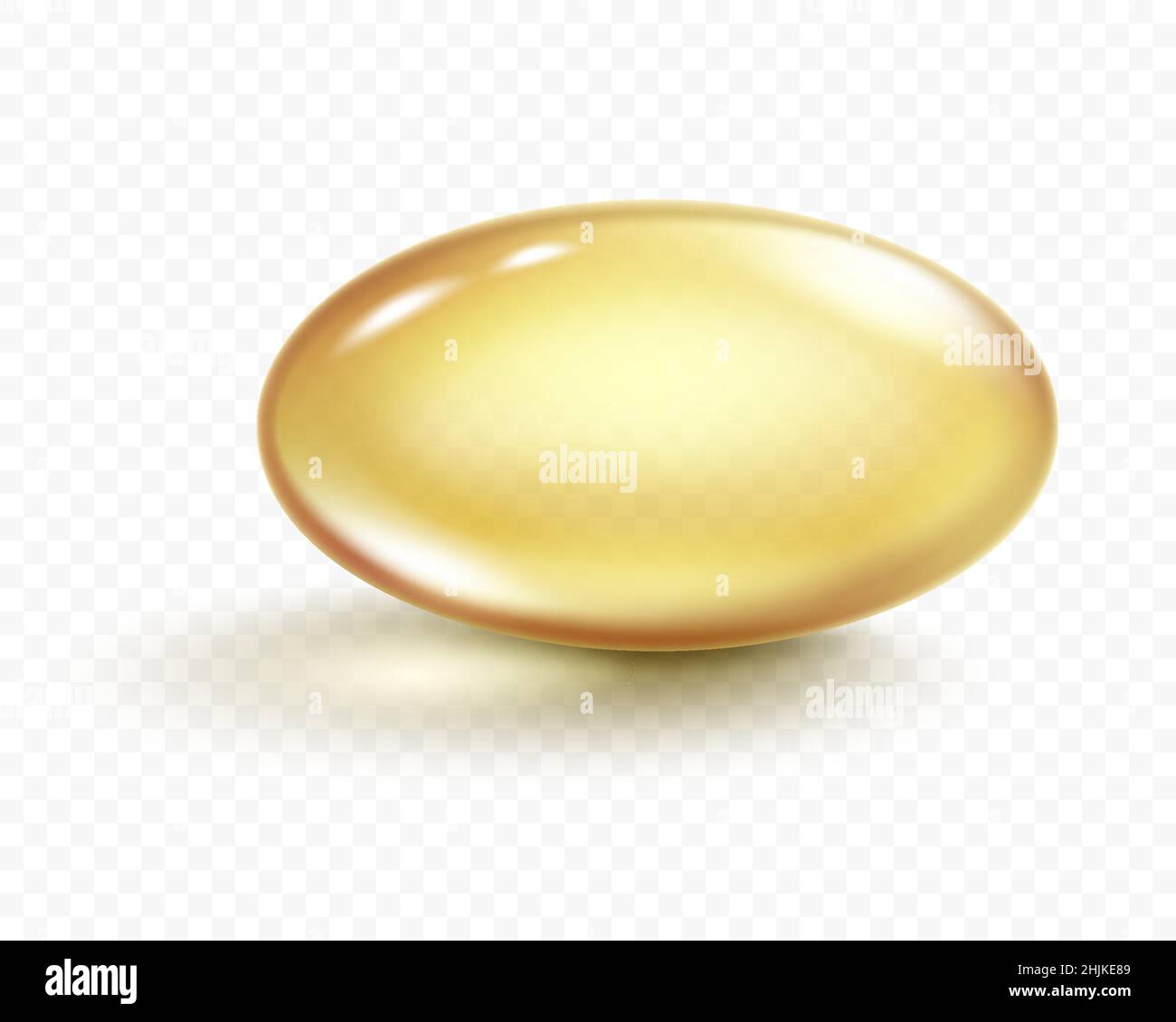 Vector Real fish oil capsule with transparency effect and shadow. Realistic medicine pills with fish oil or omega 3 vitamin supplement isolated on whi Stock Vector