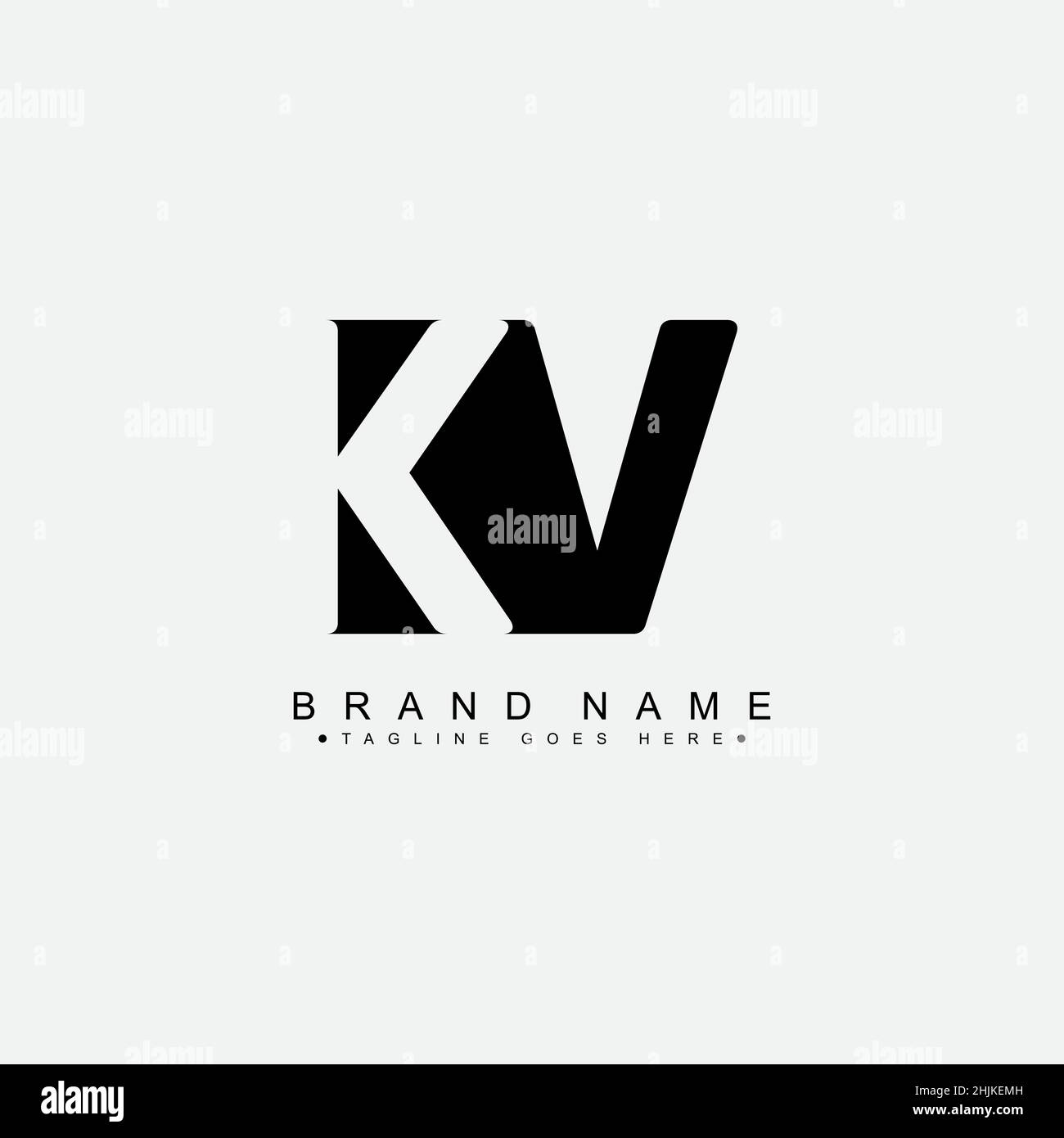 Initial Letter KV Logo Minimal Business Logo for Alphabet K and V