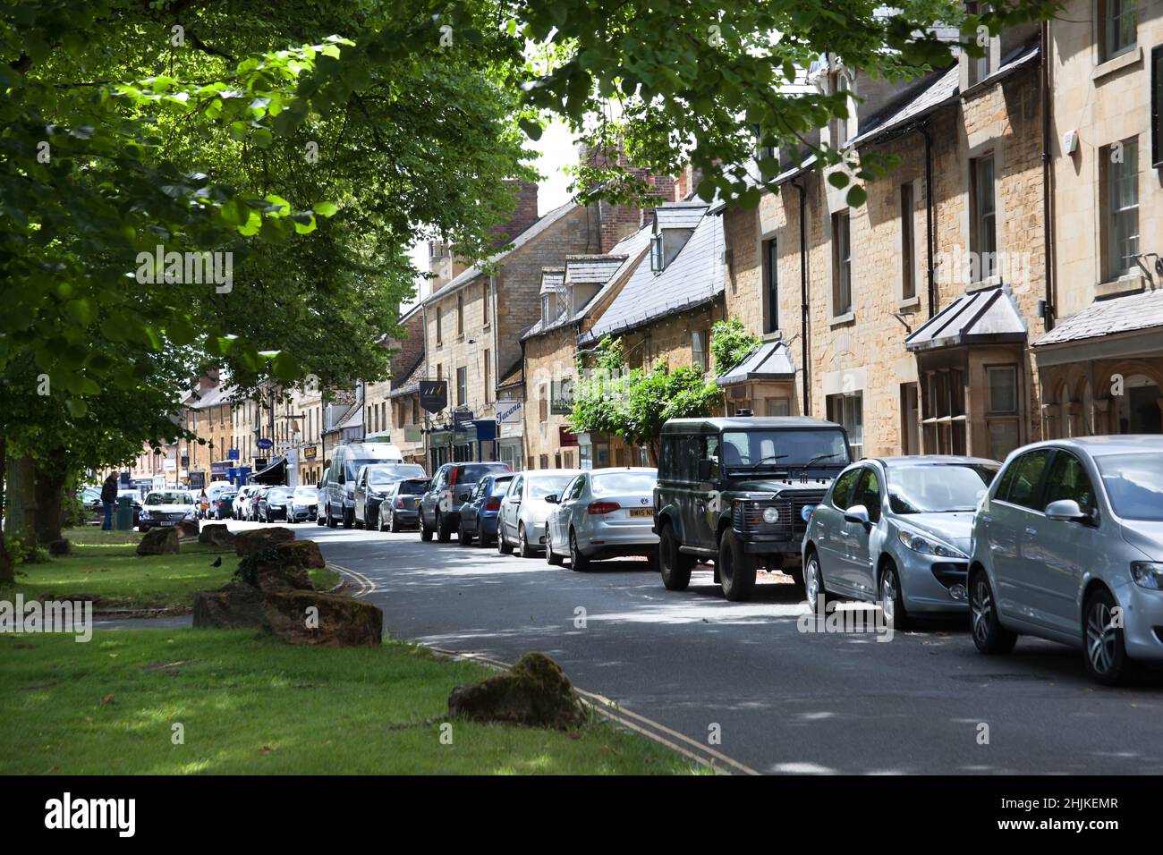 Shops and houses in Moreton in Marsh in Gloucestershire in the UK Stock