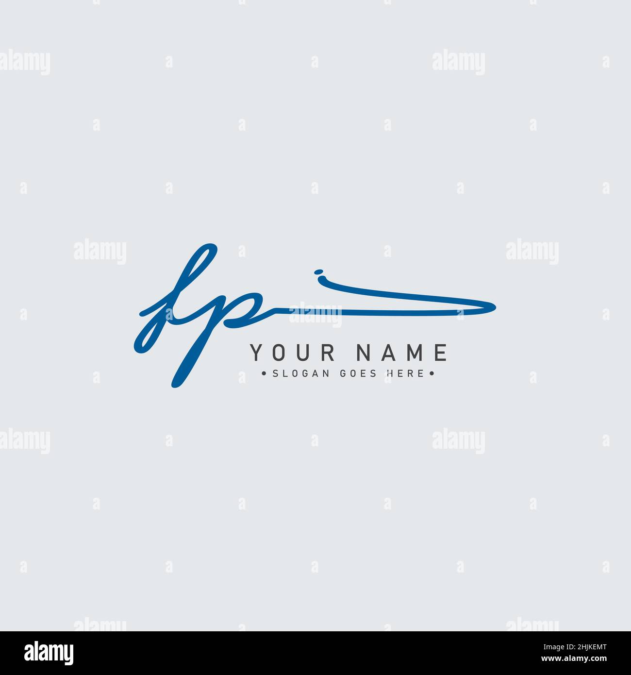 Initial Letter FP Logo - Handwritten Signature Style Logo - Simple Vector Logo in Signature Style for Initials Stock Vector