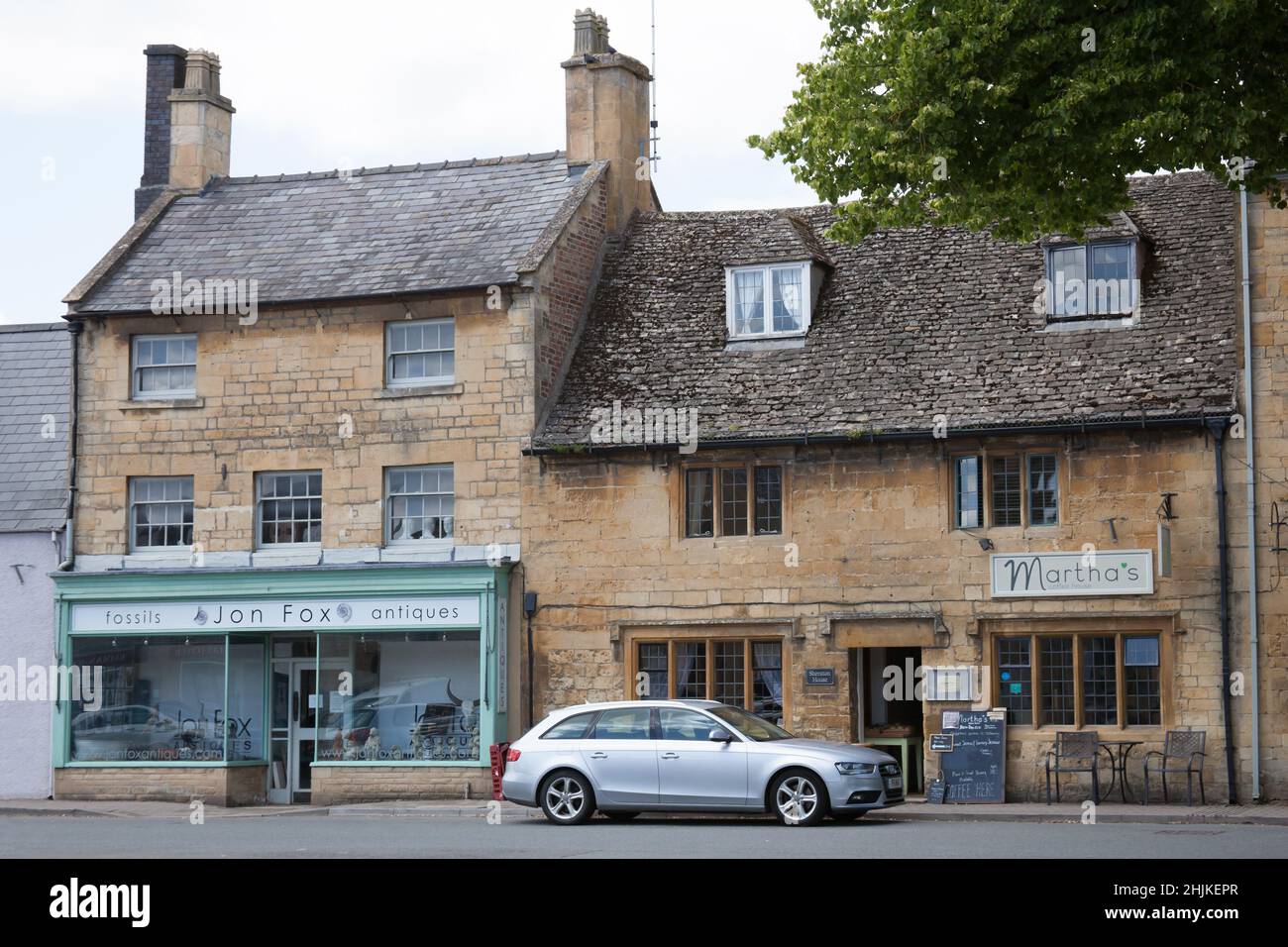 Shops and Cafes on The High Street in Moreton in Marsh in