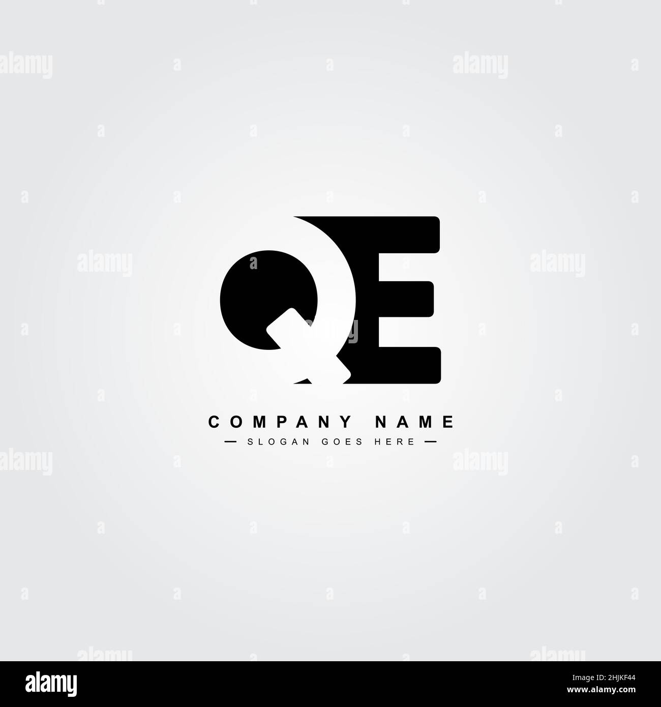 Minimal Business logo for Alphabet QE - Initial Letter Q and E Logo - Monogram Vector Logo Template for Business Name Initials Stock Vector