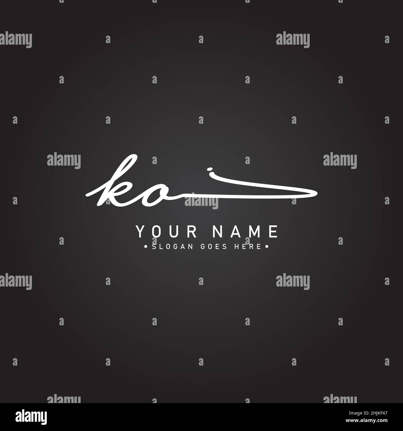 Initial Letter KO Logo - Handwritten Signature Style Logo - Simple Vector Logo in Signature Style for Initials Stock Vector