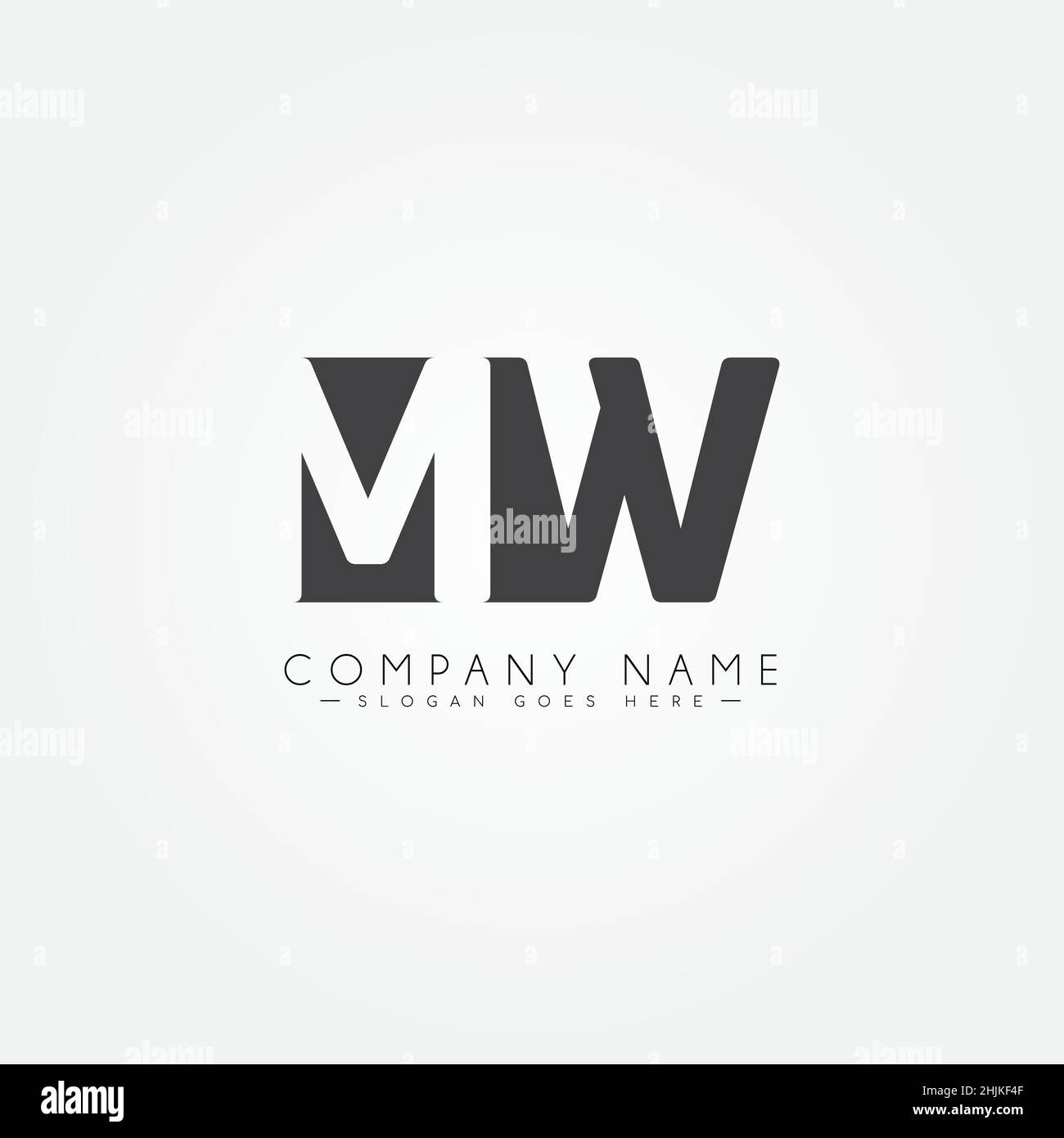 Simple Business Logo for Initial Letter MW - Alphabet Logo - Monogram Vector Logo Template for Business Name Initials Stock Vector
