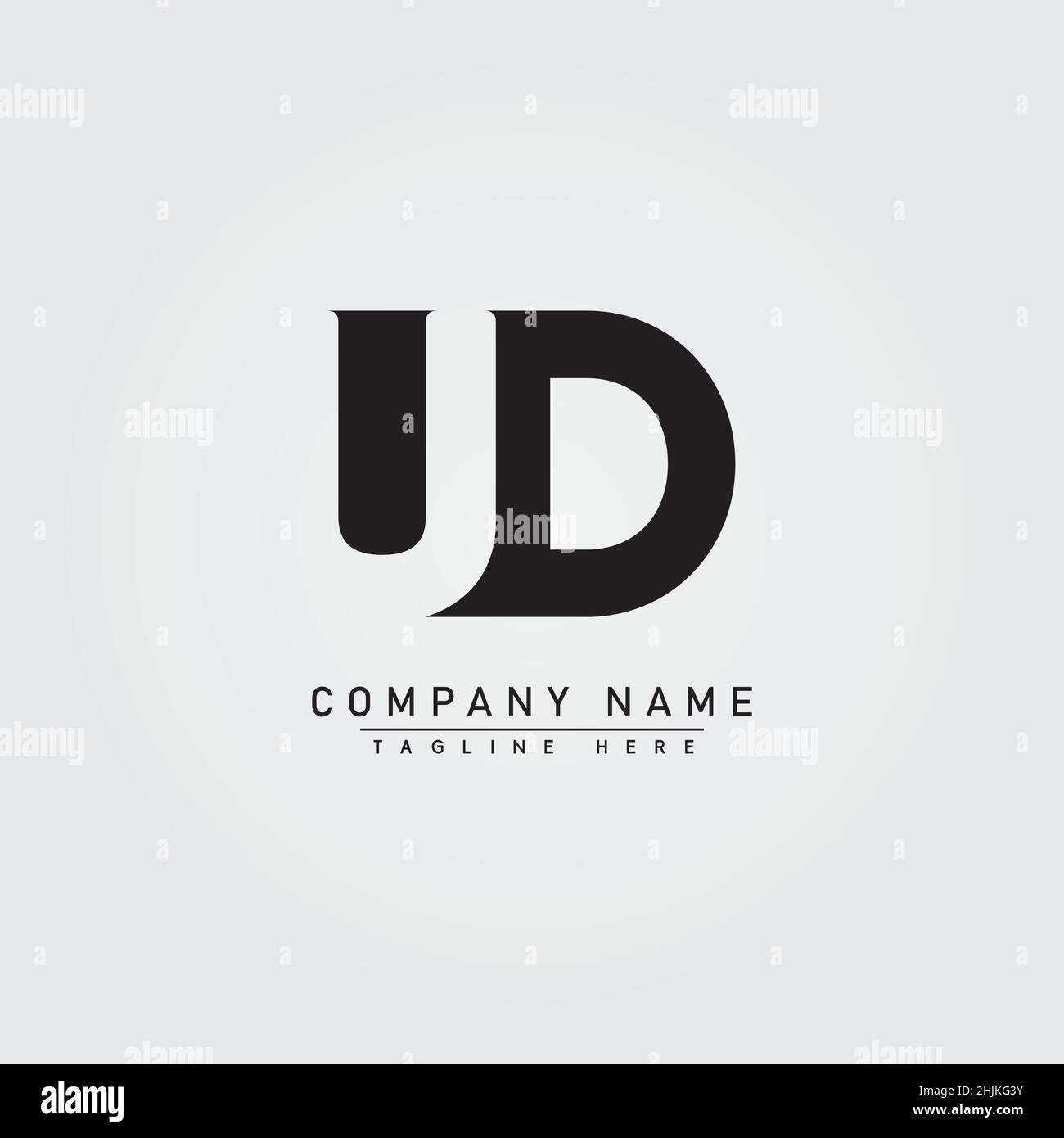 Initial Letter UD Logo - Minimal Business Logo for Alphabet U and D - Monogram Vector Logo Template for Business Name Initials Stock Vector