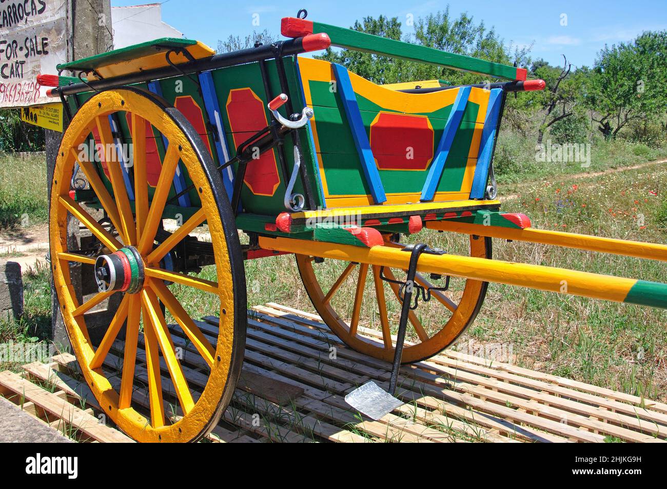 Traditional wooden horse cart, Portimão, Algarve Region, Portugal Stock Photo