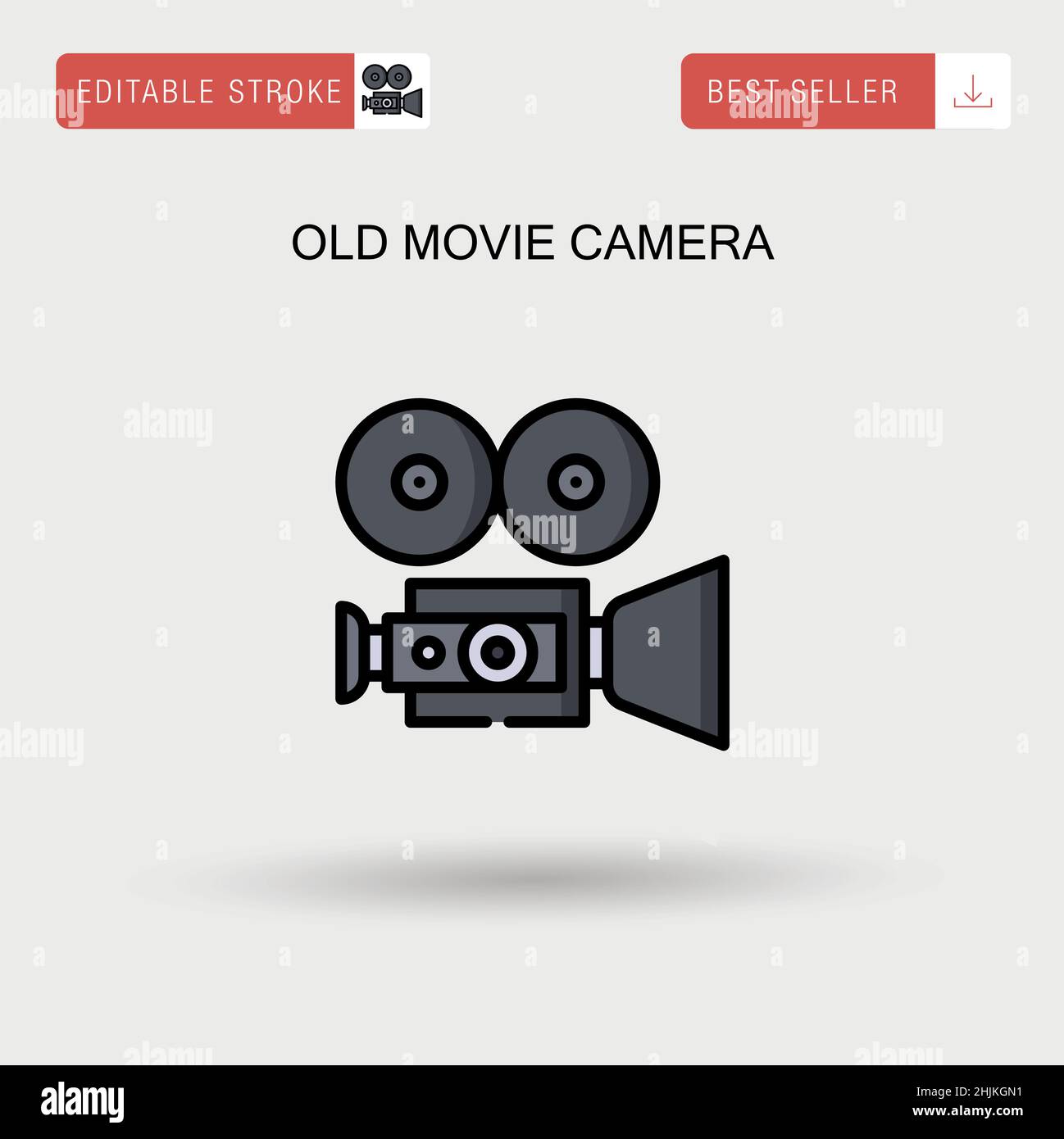 Old movie camera Simple vector icon. Stock Vector
