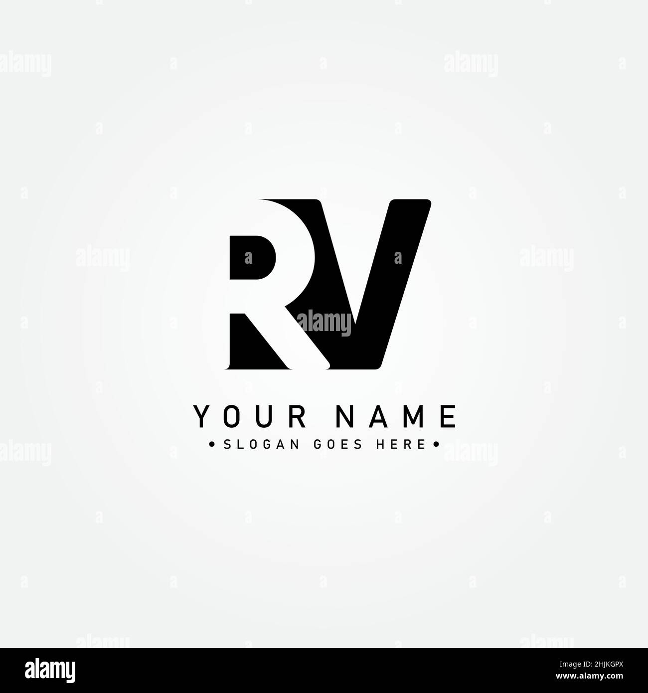 Minimal Business logo for Alphabet RV - Initial Letter R and V Logo - Monogram Vector Logo Template for Business Name Initials Stock Vector